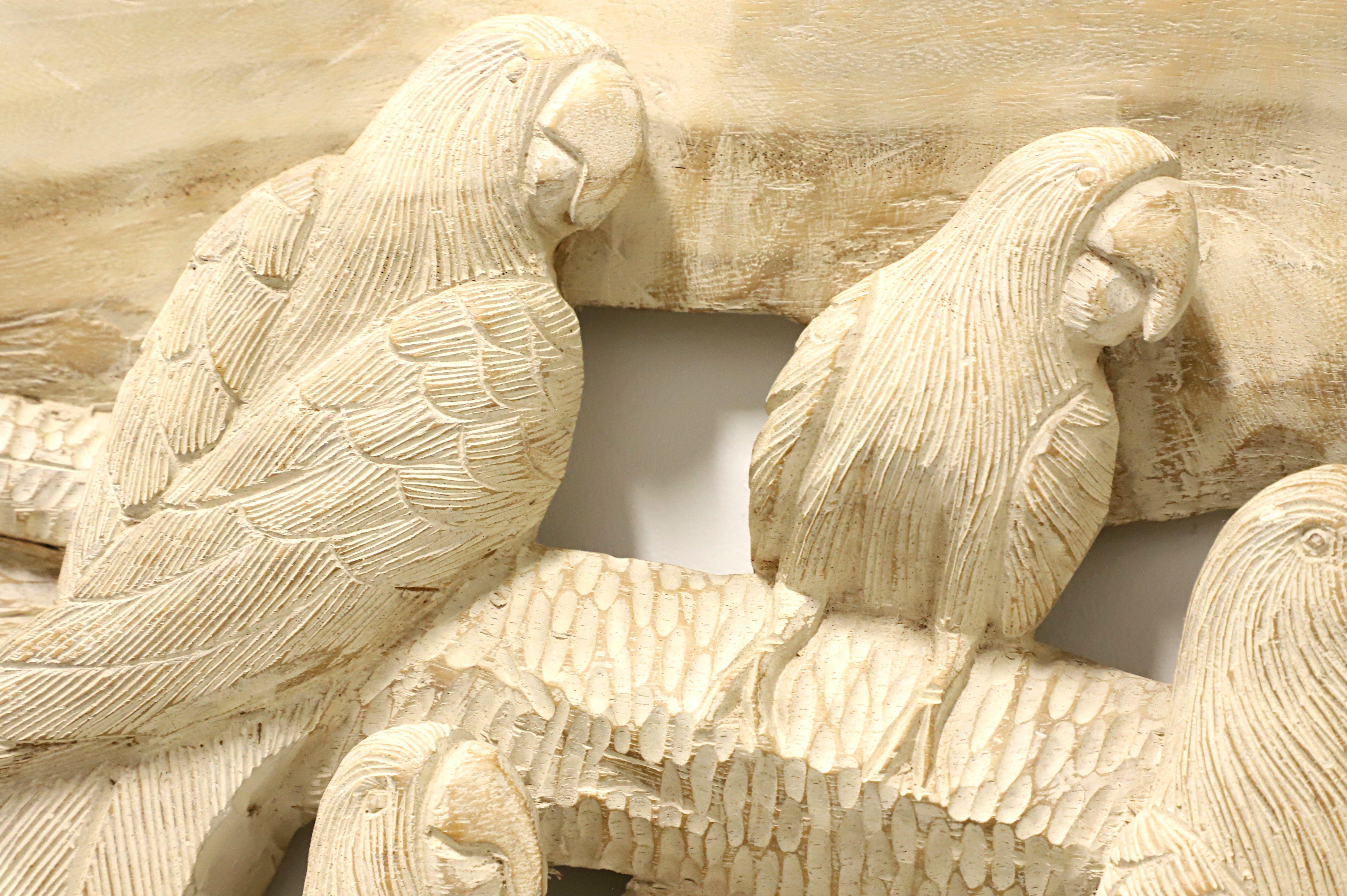 Mid 20th Century Avian Wood Carving - Parrots in a Tree In Good Condition For Sale In Charlotte, NC