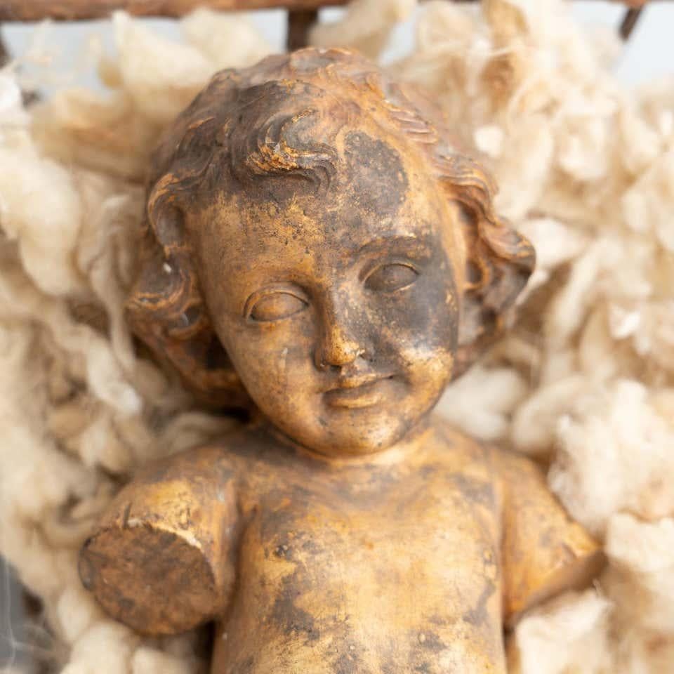 Mid-20th Century Baby Jesus Figure in the Cradle 8