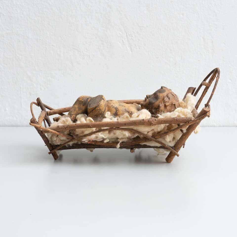 Mid-Century Modern Mid-20th Century Baby Jesus Figure in the Cradle