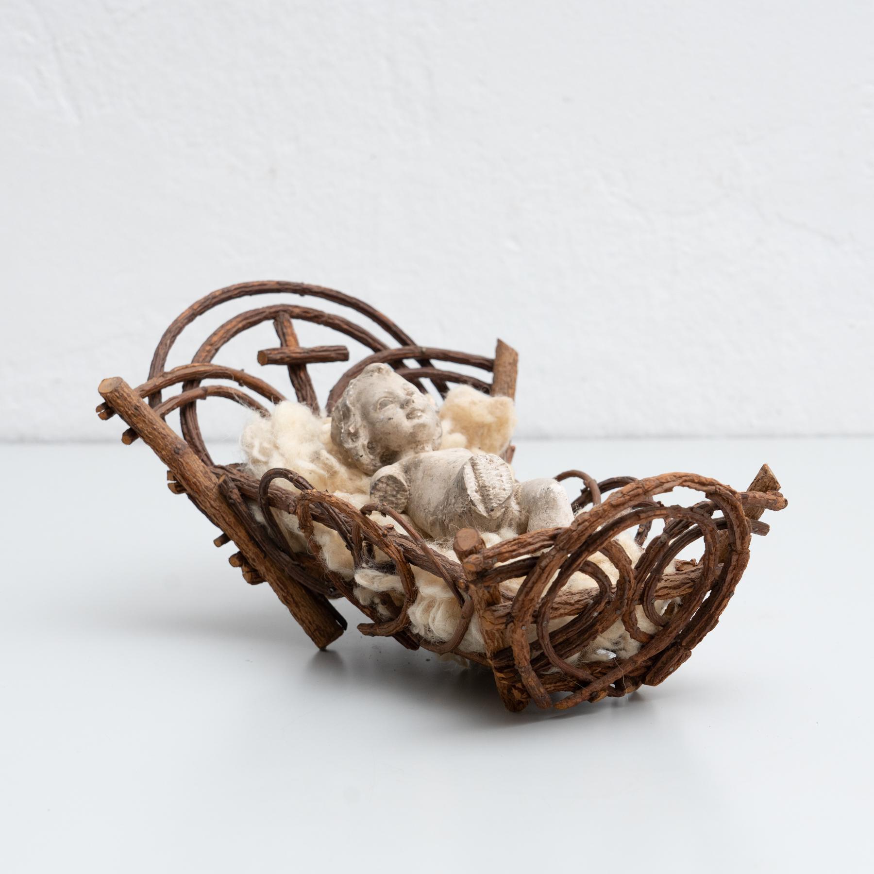 Mid-Century Modern Mid-20th Century Baby Jesus Figure in the Cradle