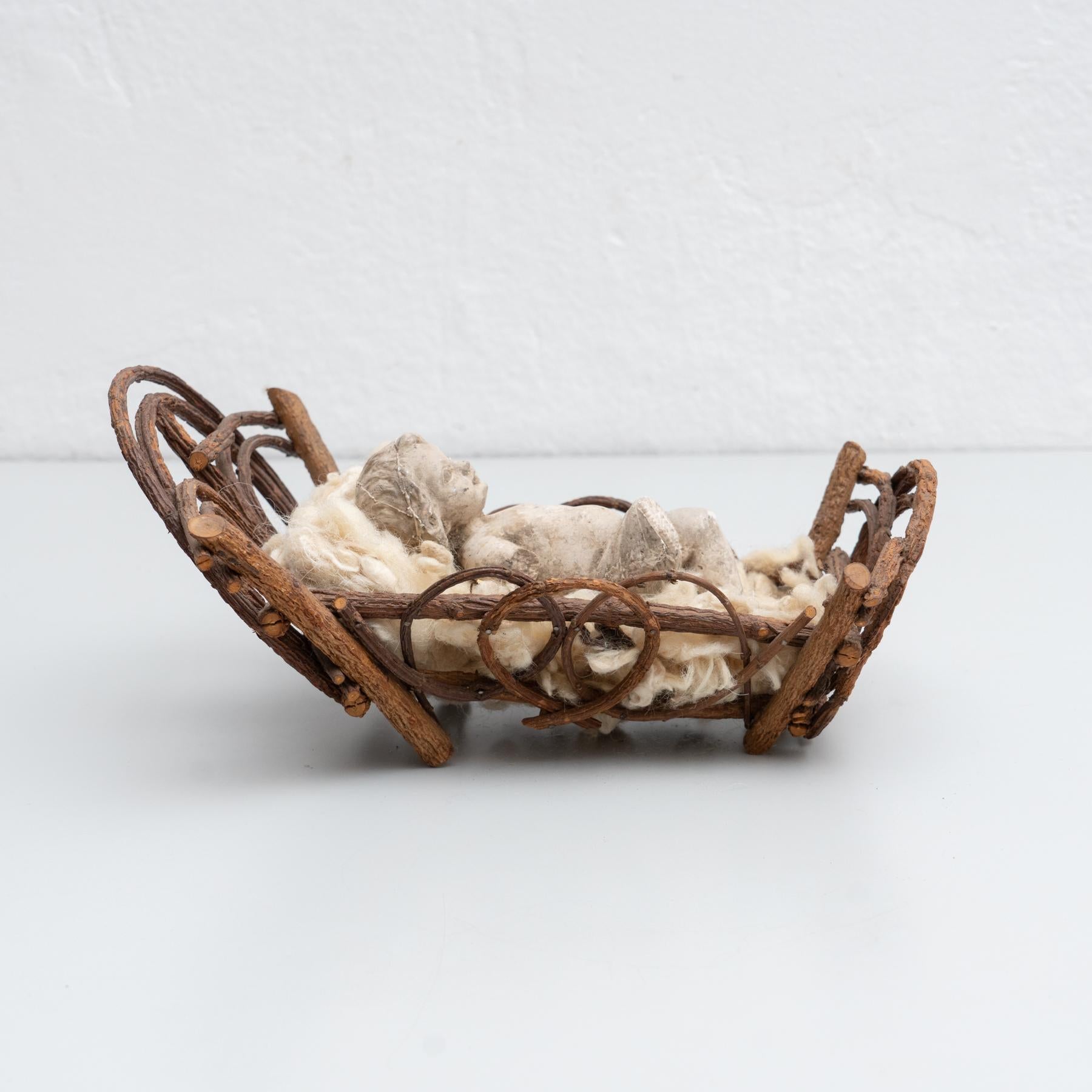 Mid-20th Century Baby Jesus Figure in the Cradle 2