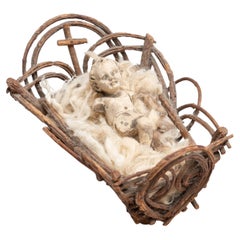 Retro Mid-20th Century Baby Jesus Figure in the Cradle