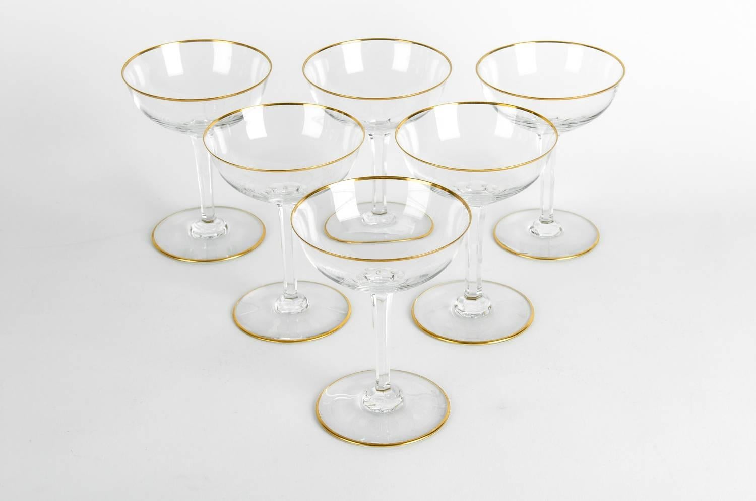 French Mid-20th Century Baccarat Champagne Coupe Glassware Set