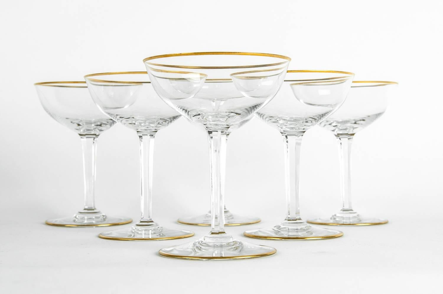 Mid-20th Century Baccarat Champagne Coupe Glassware Set 3