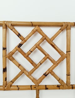 MId 20th Century Bamboo and Rattan Bed Headboard in Chinese Chippendale style