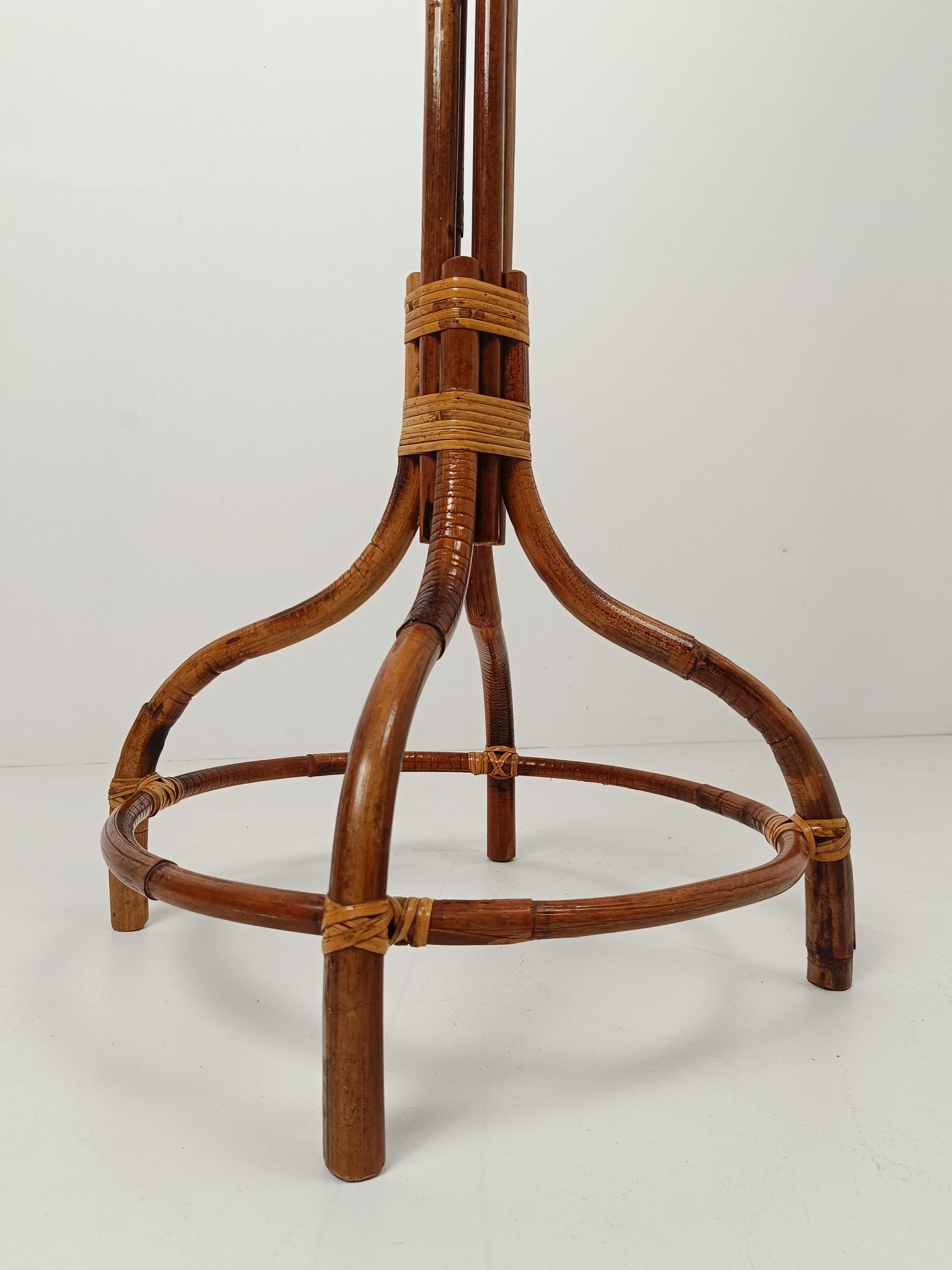 Appendiabiti in canna e rattan della metà del XX secolo, Italia anni '50 in vendita 7
