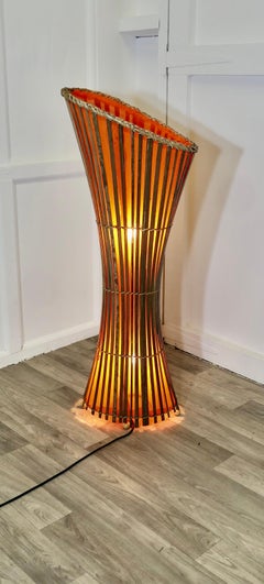 Mid 20th century Bamboo Floor Lamp, Retro Chic   A classic sculptural floor lamp