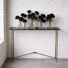 Mid-20th Century bamboo – style brass Hollywood Regency Maison Bauges console