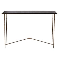 Mid-20th Century bamboo – style brass Hollywood Regency Maison Bauges console