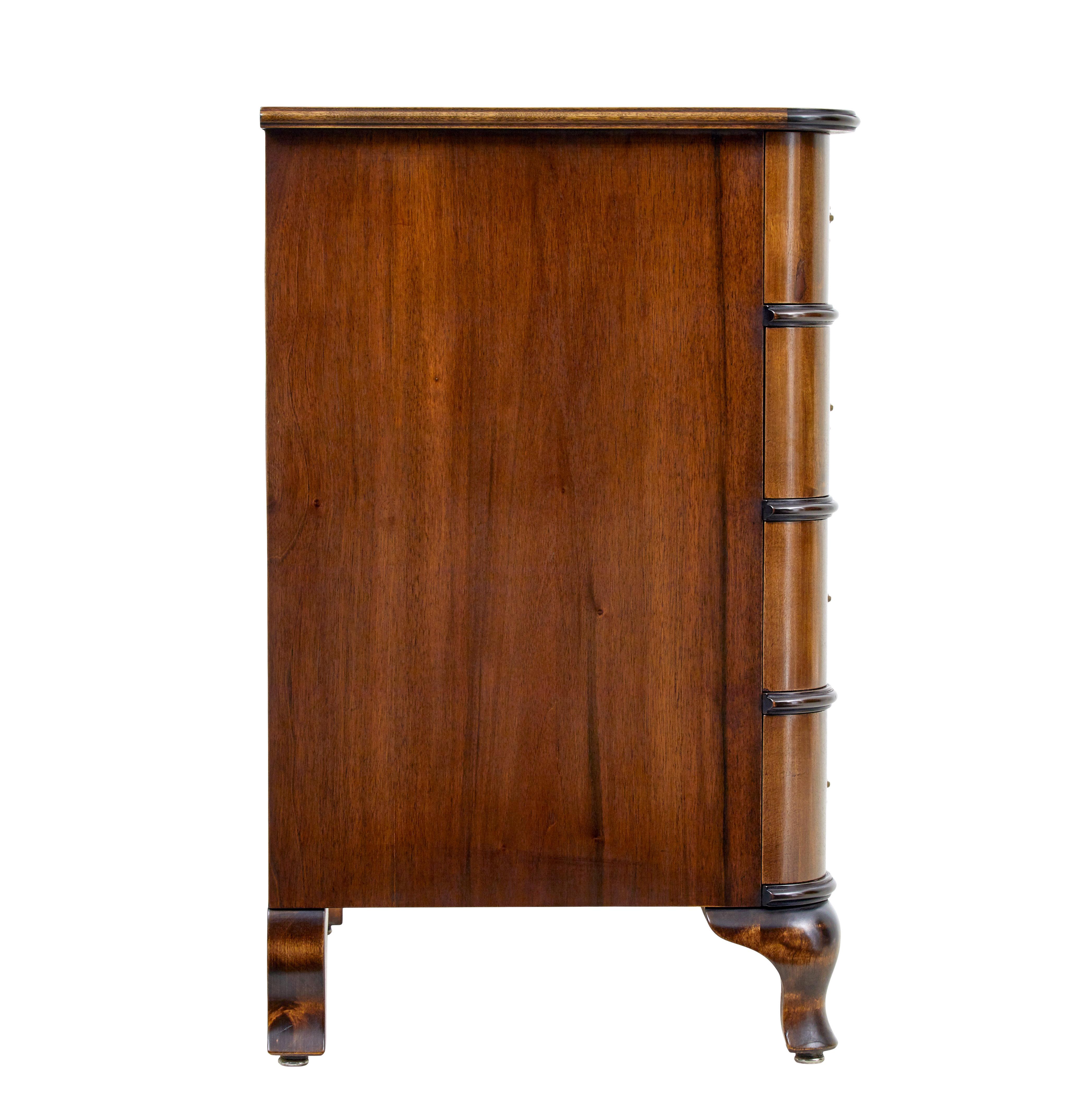 Hand-Carved Mid 20th Century baroque revival walnut chest of drawers For Sale