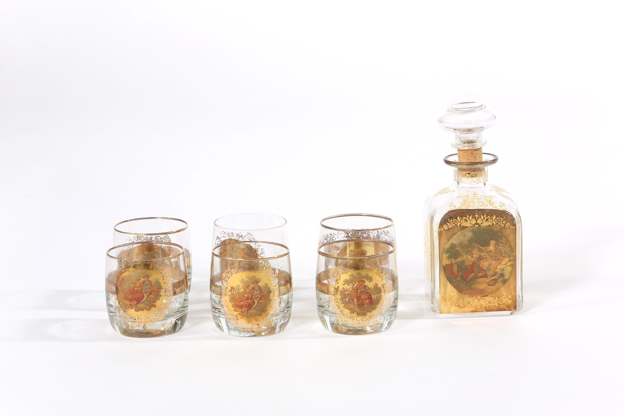 Gilt Mid-20th Century Barware Service for Six People