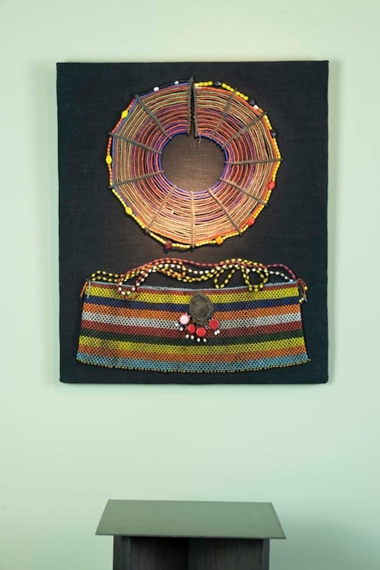 Kenyan Mid-20th Century Beaded Neck Adornment and Apron. Pokot, Kenya For Sale