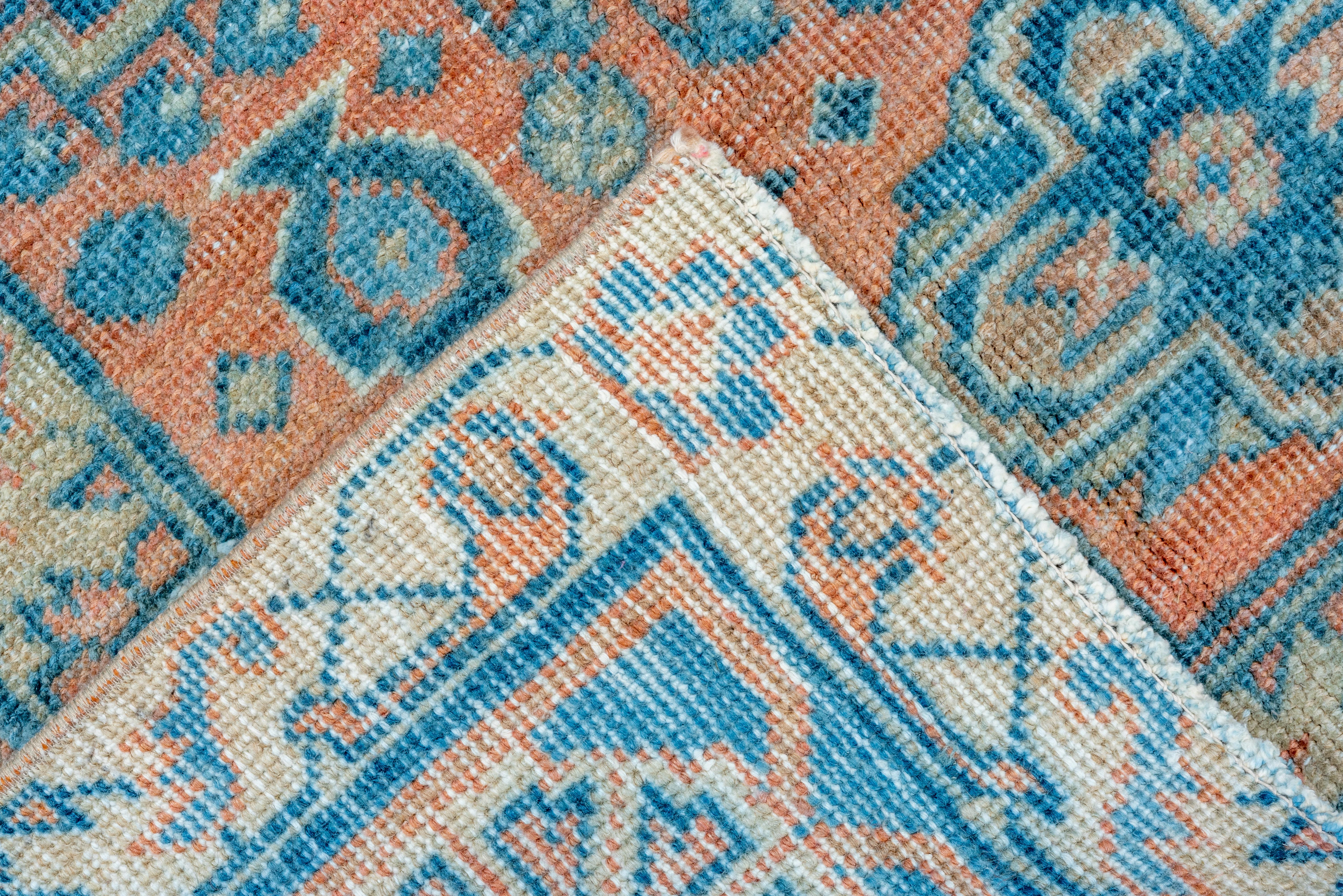 Mid 20th Century , Beautiful Antique Persian Veece Carpet, Blue and Salmon Tones For Sale 1