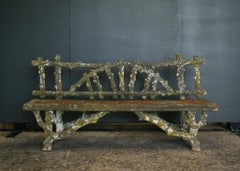 Mid-20th Century Belgian Faux Bois Concrete Garden Bench, circa 1950s