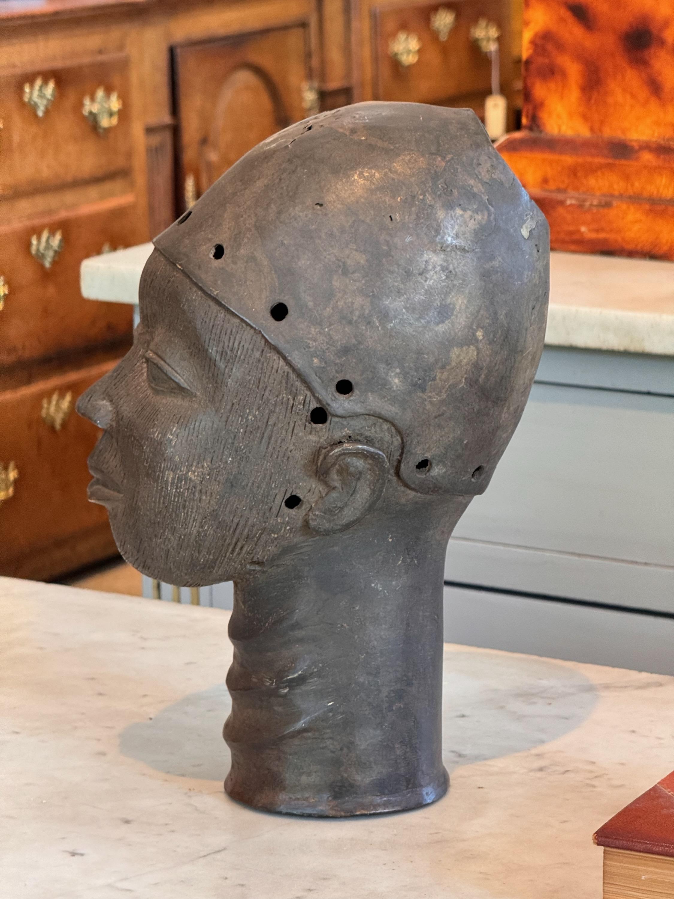 Metal Mid 20th Century Benin Style Head Sculpture