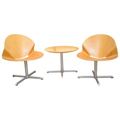 Mid-20th Century Bent Ply Wood Bistro Table and Chair Set