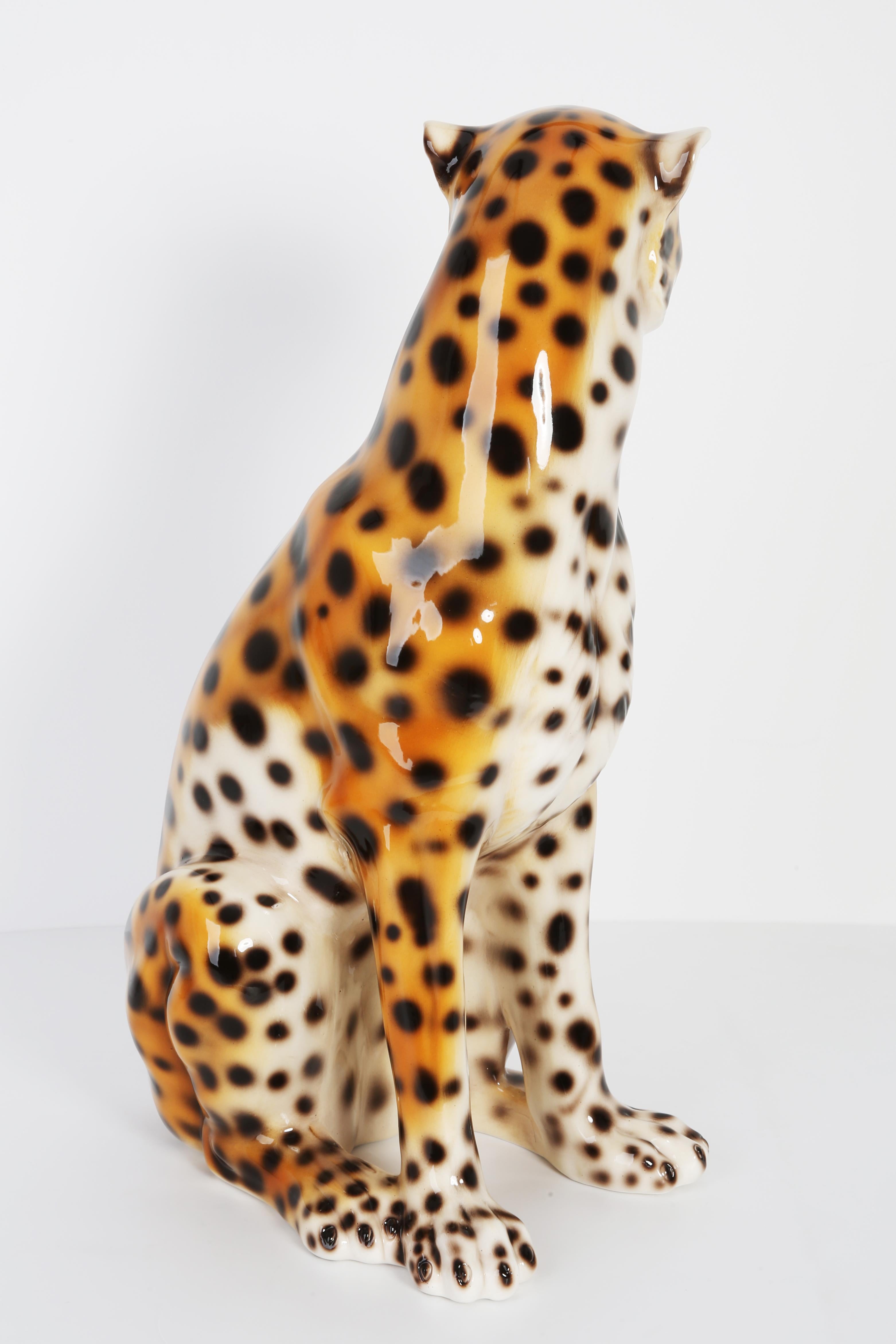 Mid 20th Century Big Rare Ceramic Leopard Decorative Sculpture, Italy, 1960s 2