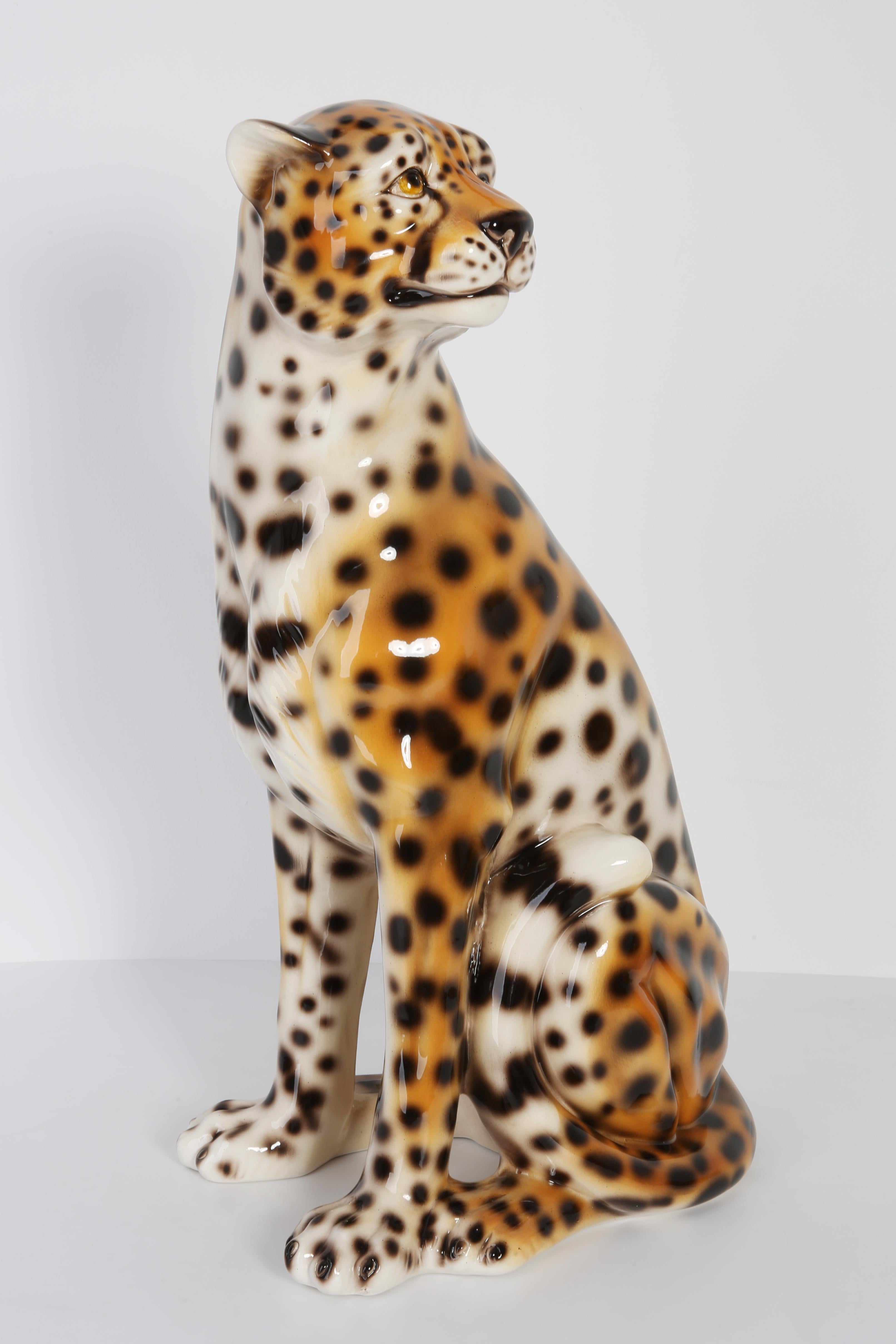 Mid 20th Century Big Rare Ceramic Leopard Decorative Sculpture, Italy, 1960s 5