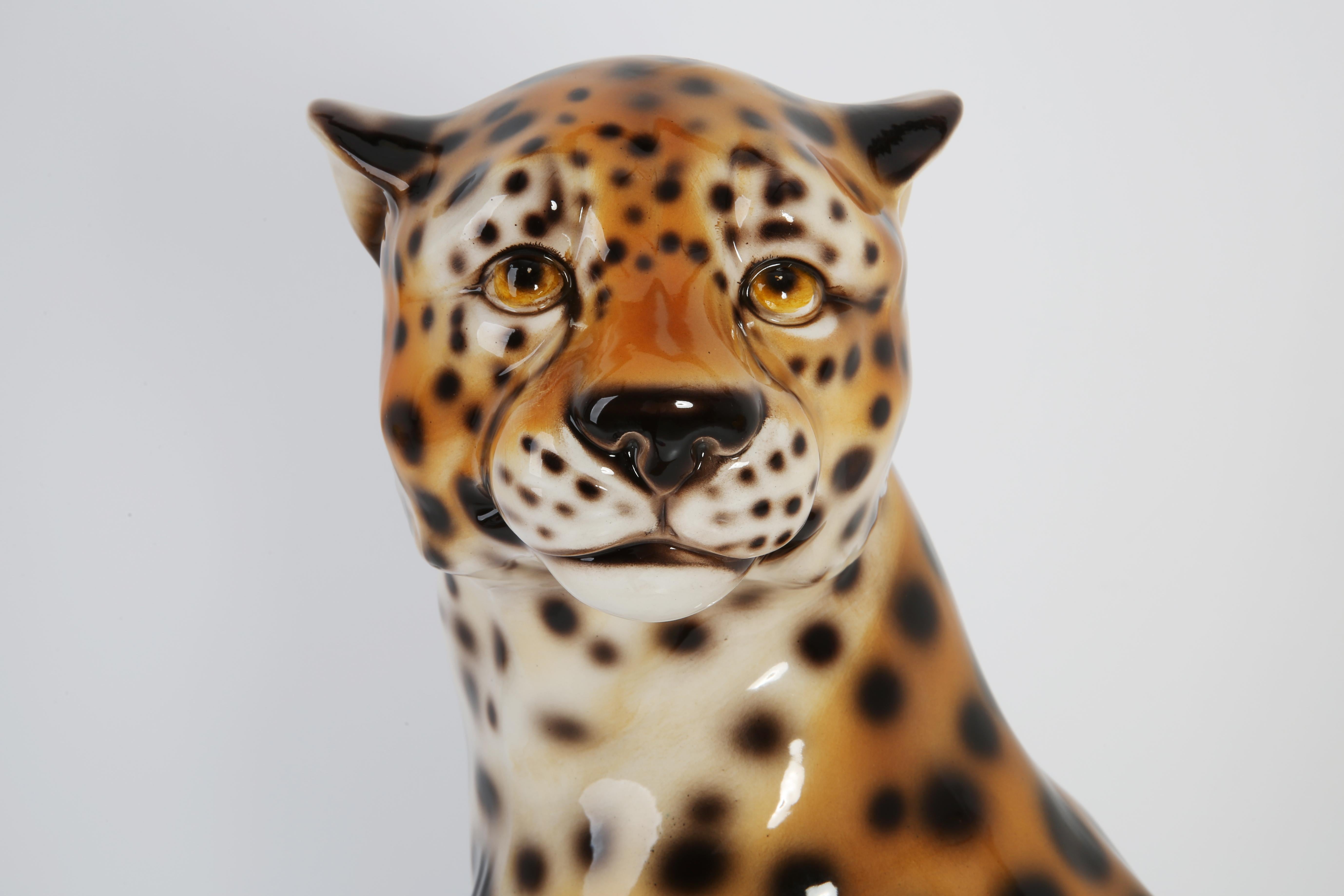 Mid 20th Century Big Rare Ceramic Leopard Decorative Sculpture, Italy, 1960s 6