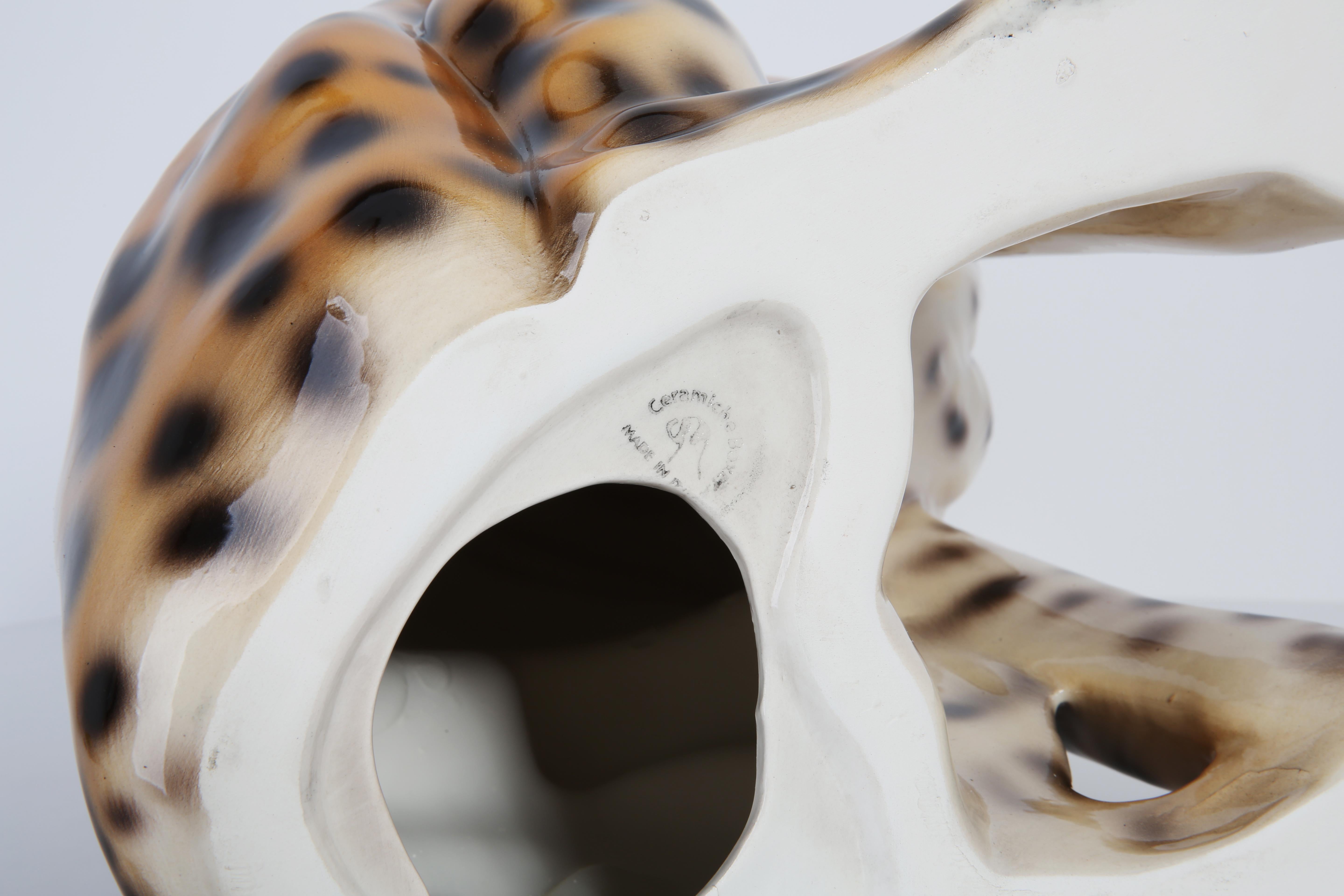 Mid 20th Century Big Rare Ceramic Leopard Decorative Sculpture, Italy, 1960s 10