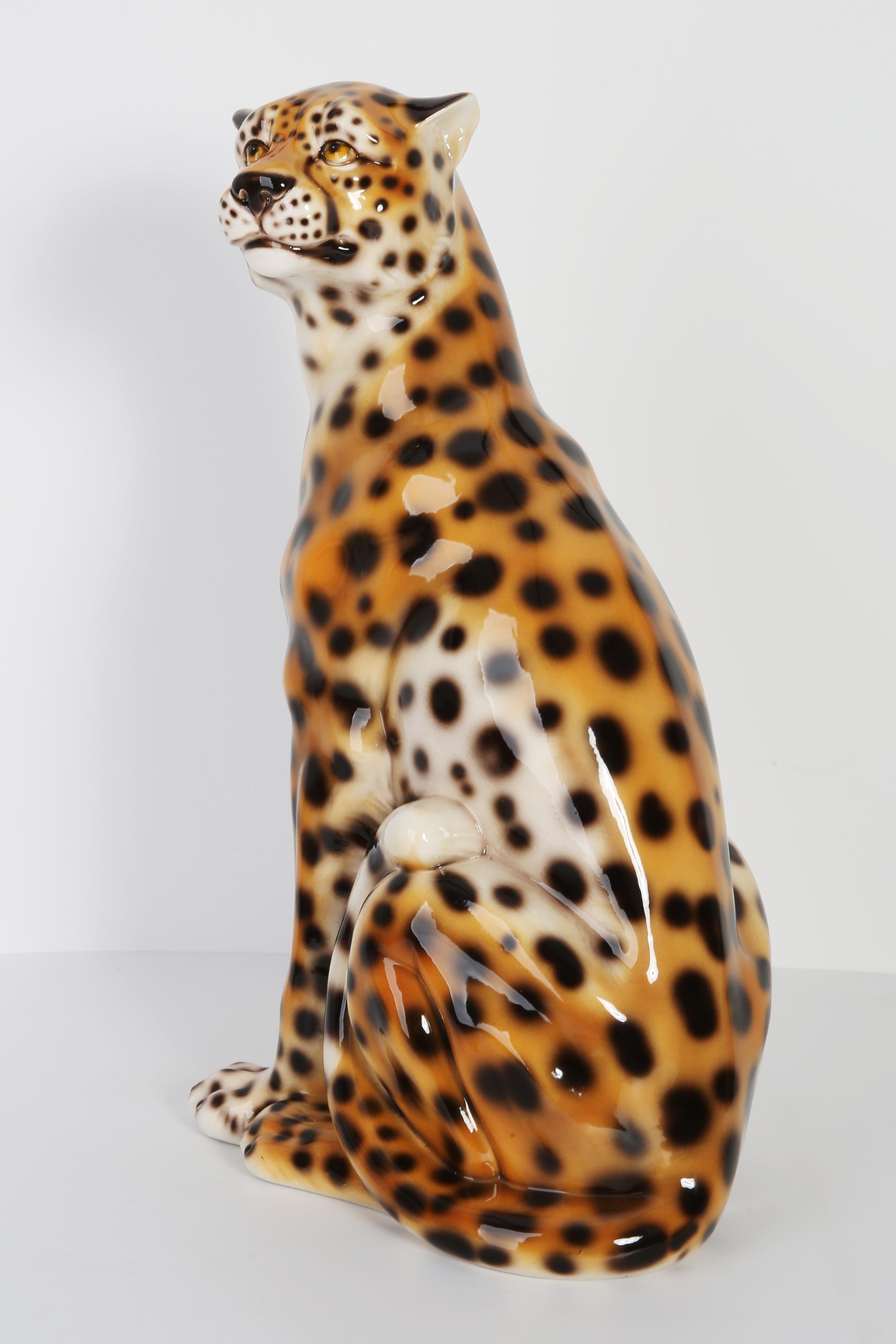 ceramic leopard statue