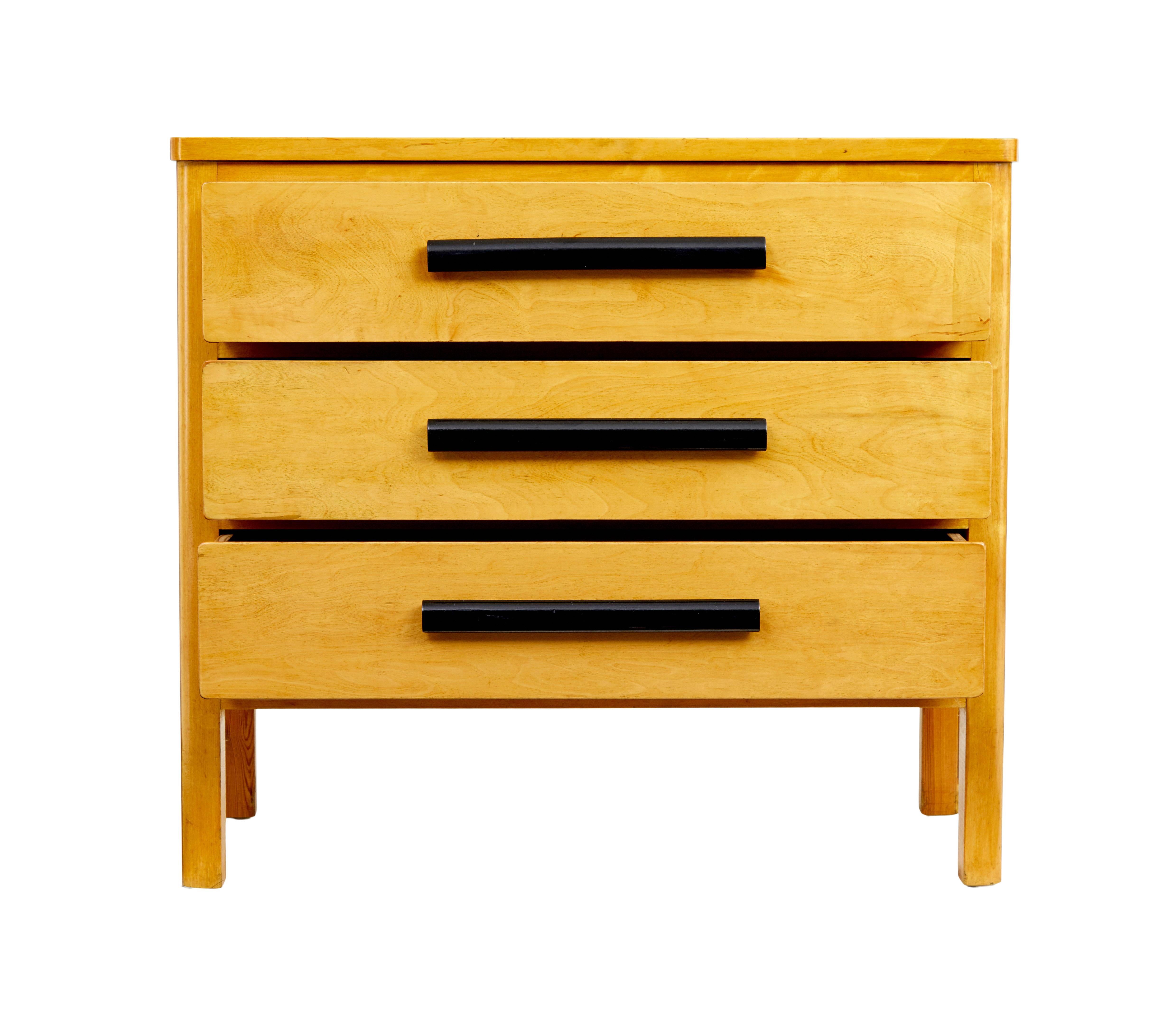 Mid-Century Modern Mid 20th century birch Scandinavian chest of drawers For Sale