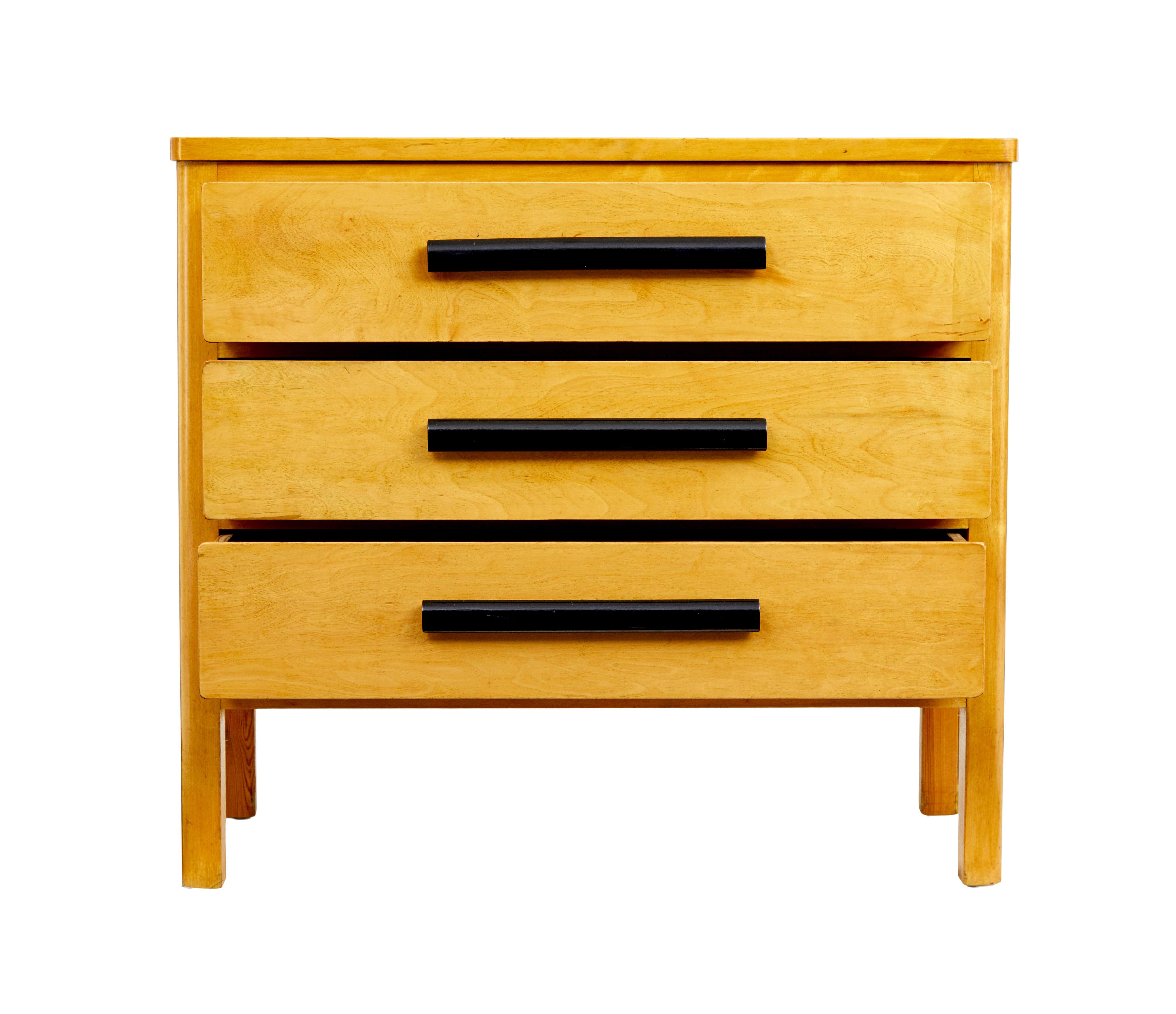 Mid-Century Modern Mid 20th century birch Scandinavian chest of drawers For Sale