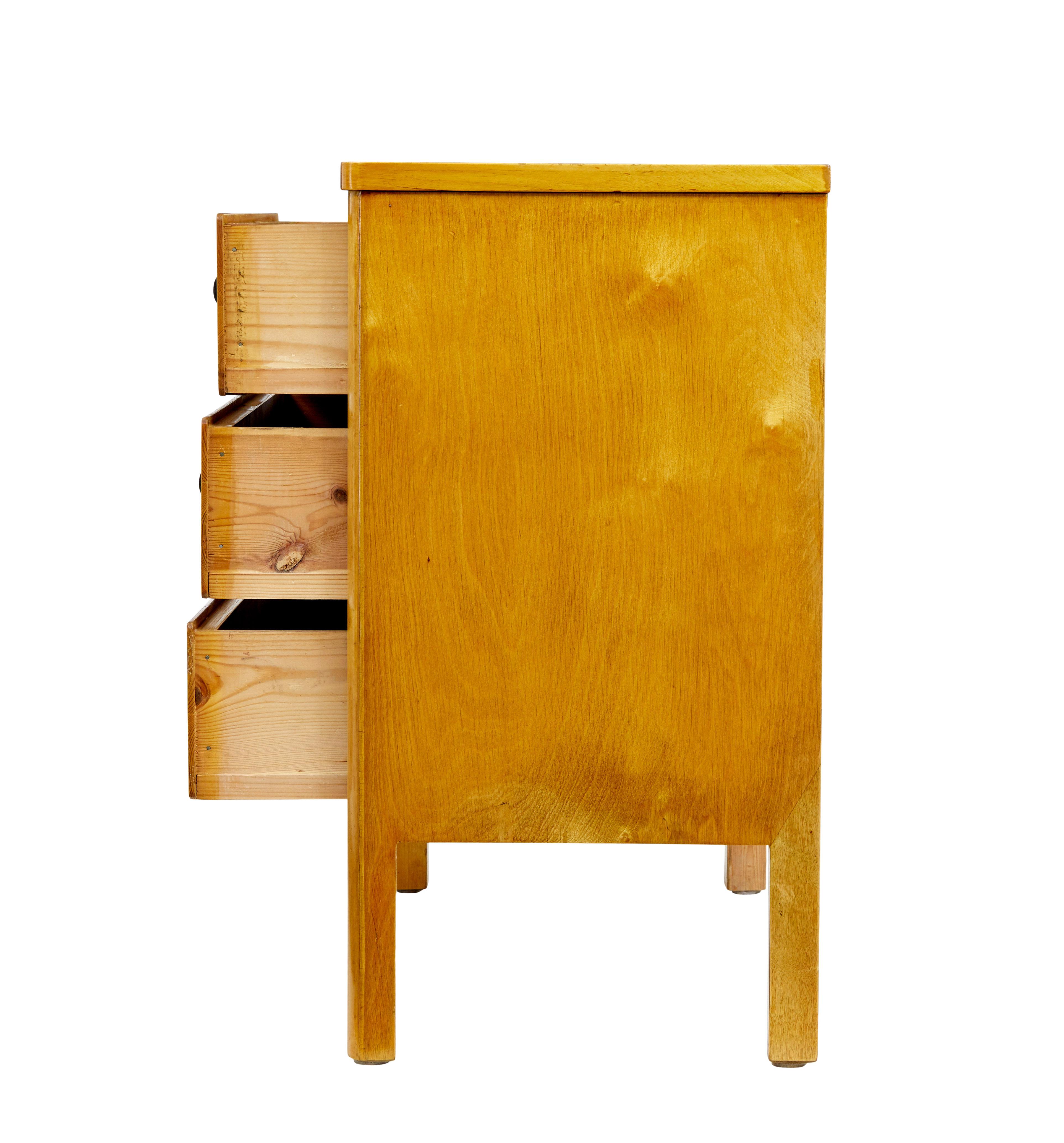 Swedish Mid 20th century birch Scandinavian chest of drawers For Sale