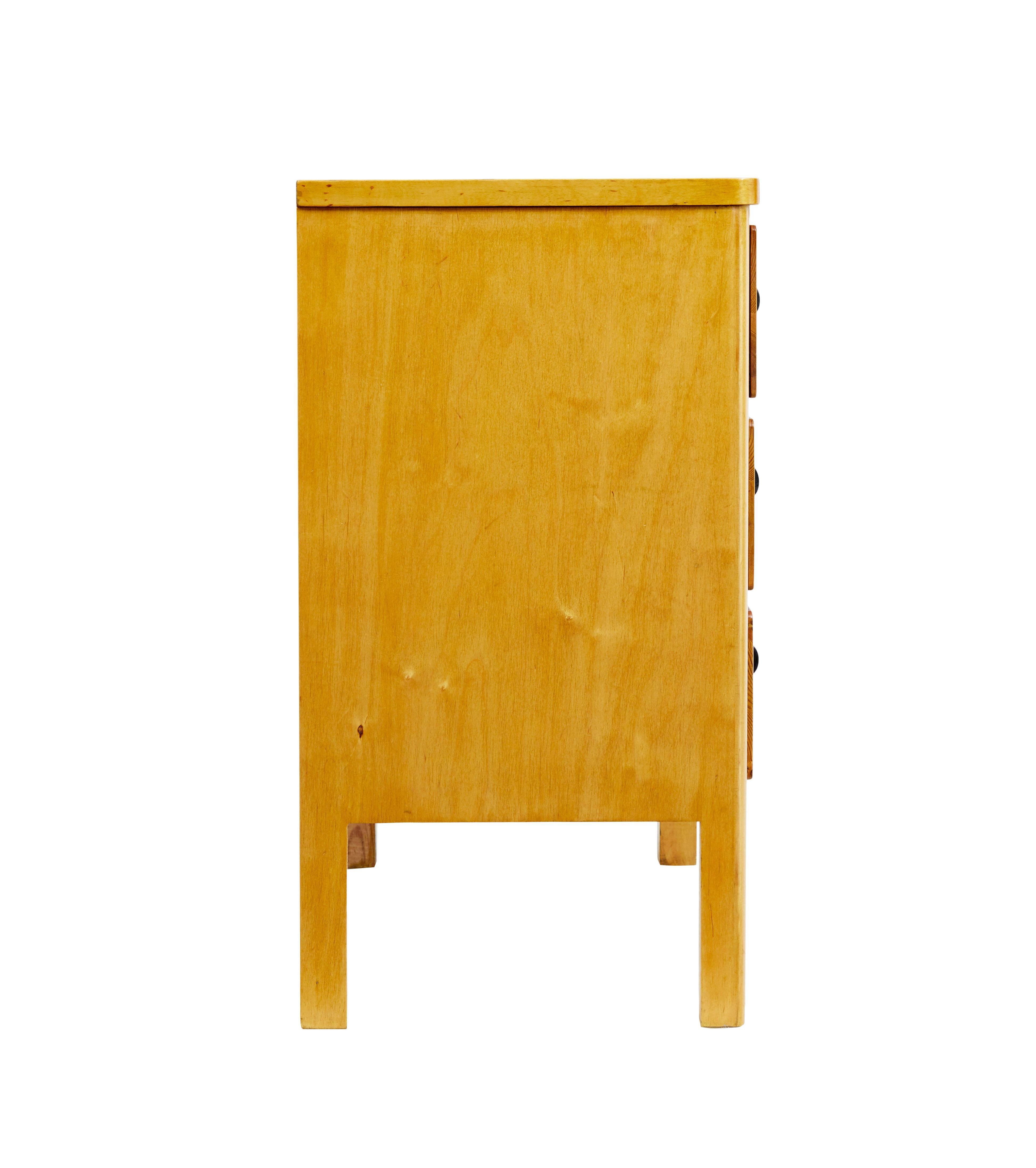 Ebonized Mid 20th century birch Scandinavian chest of drawers For Sale