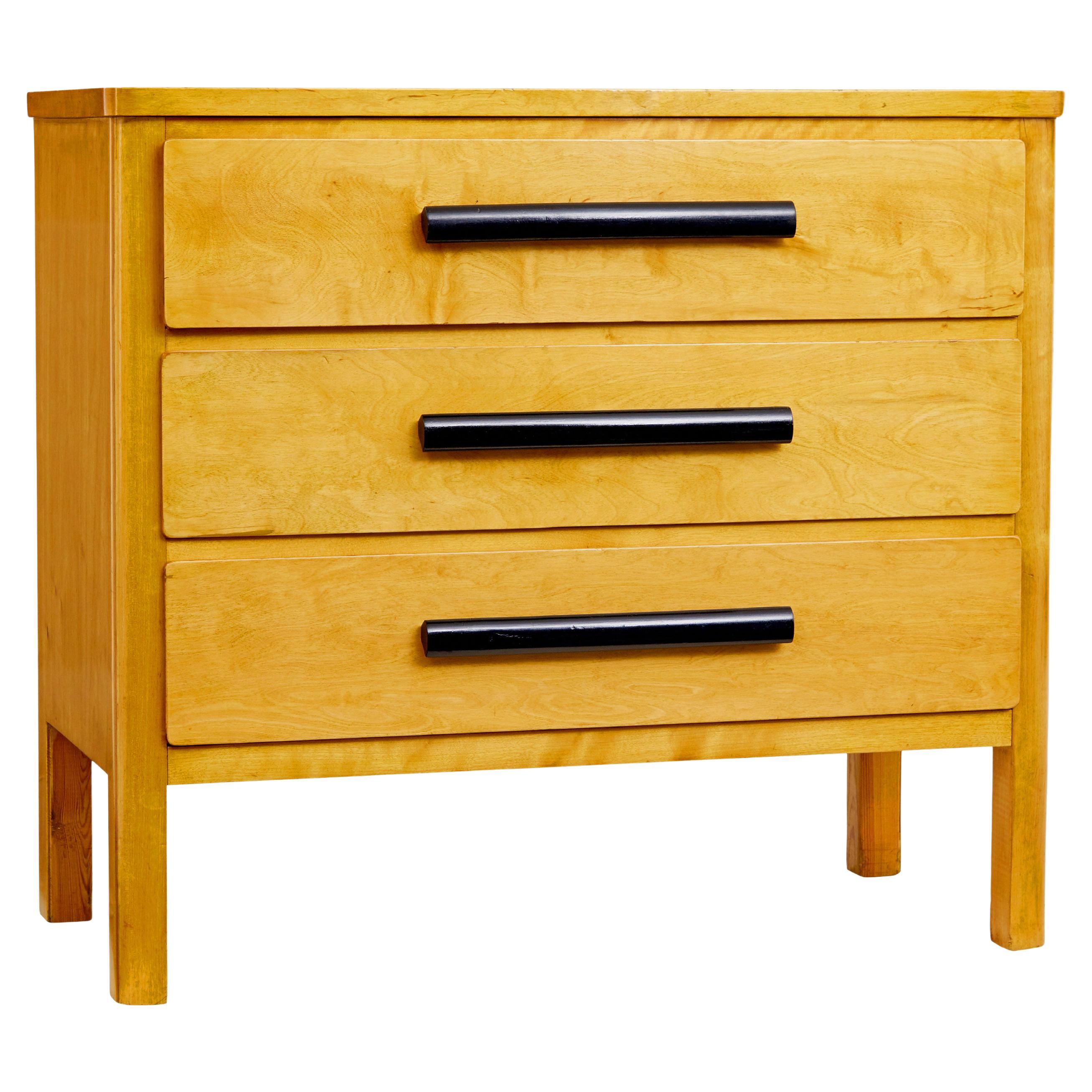 Mid 20th century birch Scandinavian chest of drawers