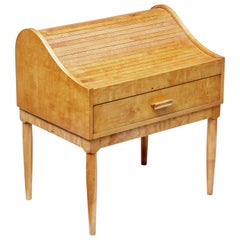 Mid-20th Century Birch Tambour Sewing Box on Stand