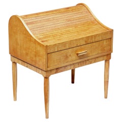 Retro Mid 20th century birch tambour sewing box on stand