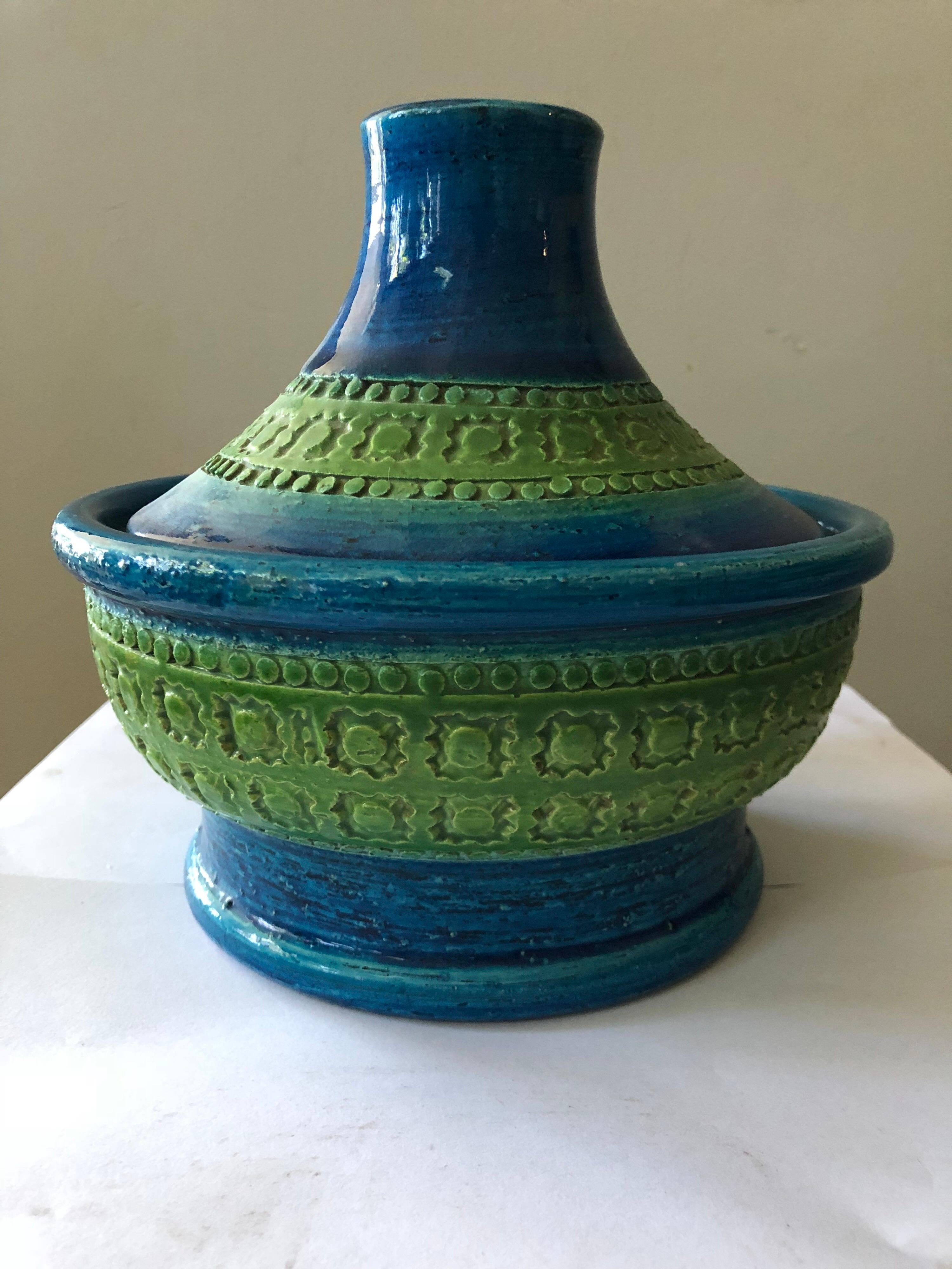 Mid-20th Century Bitossi Aldo Landi Covered Dish Art Pottery For Sale 1