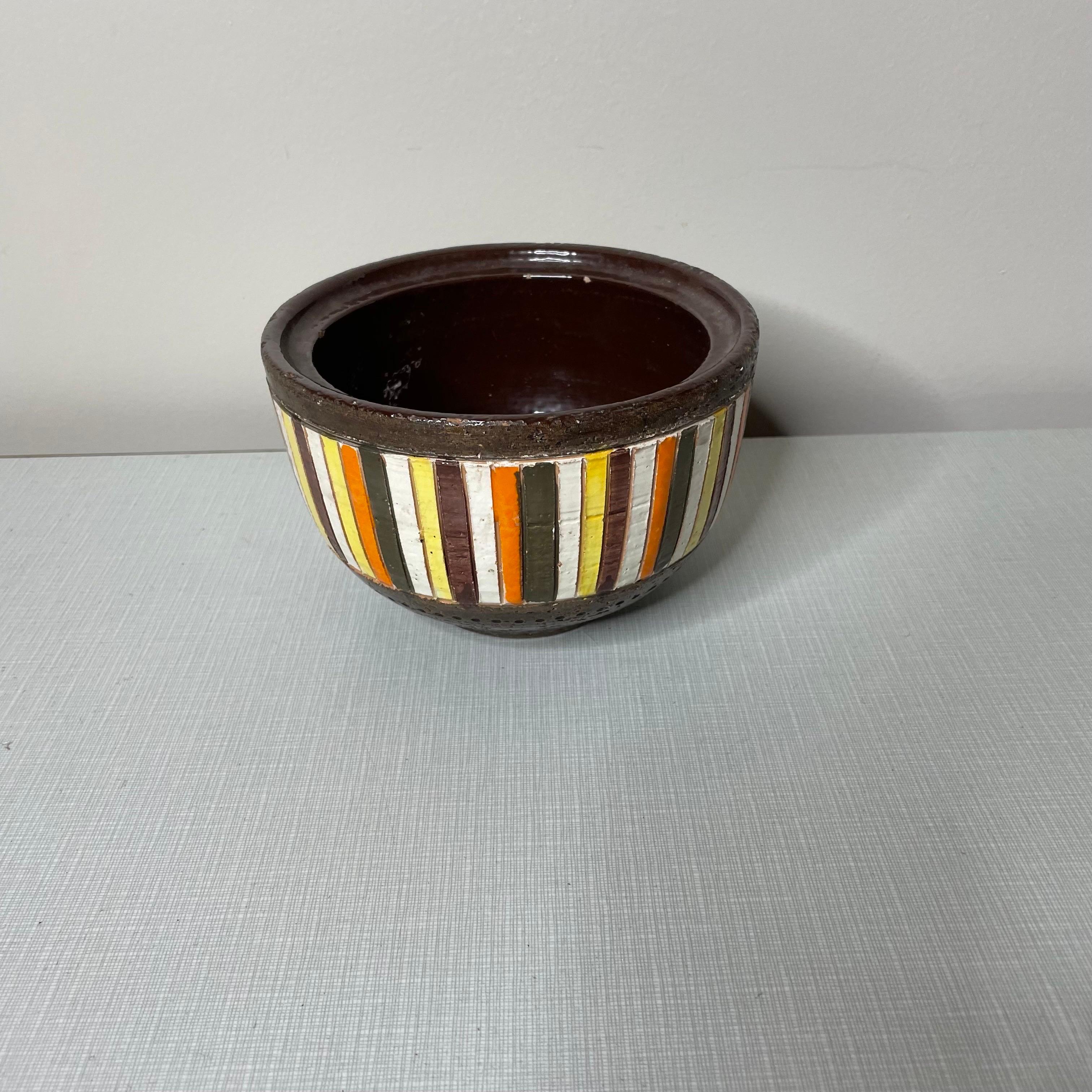 Mid-Century Modern Mid 20th Century Bitossi for Rosenthal-Netter Italian Striped Cachepot For Sale