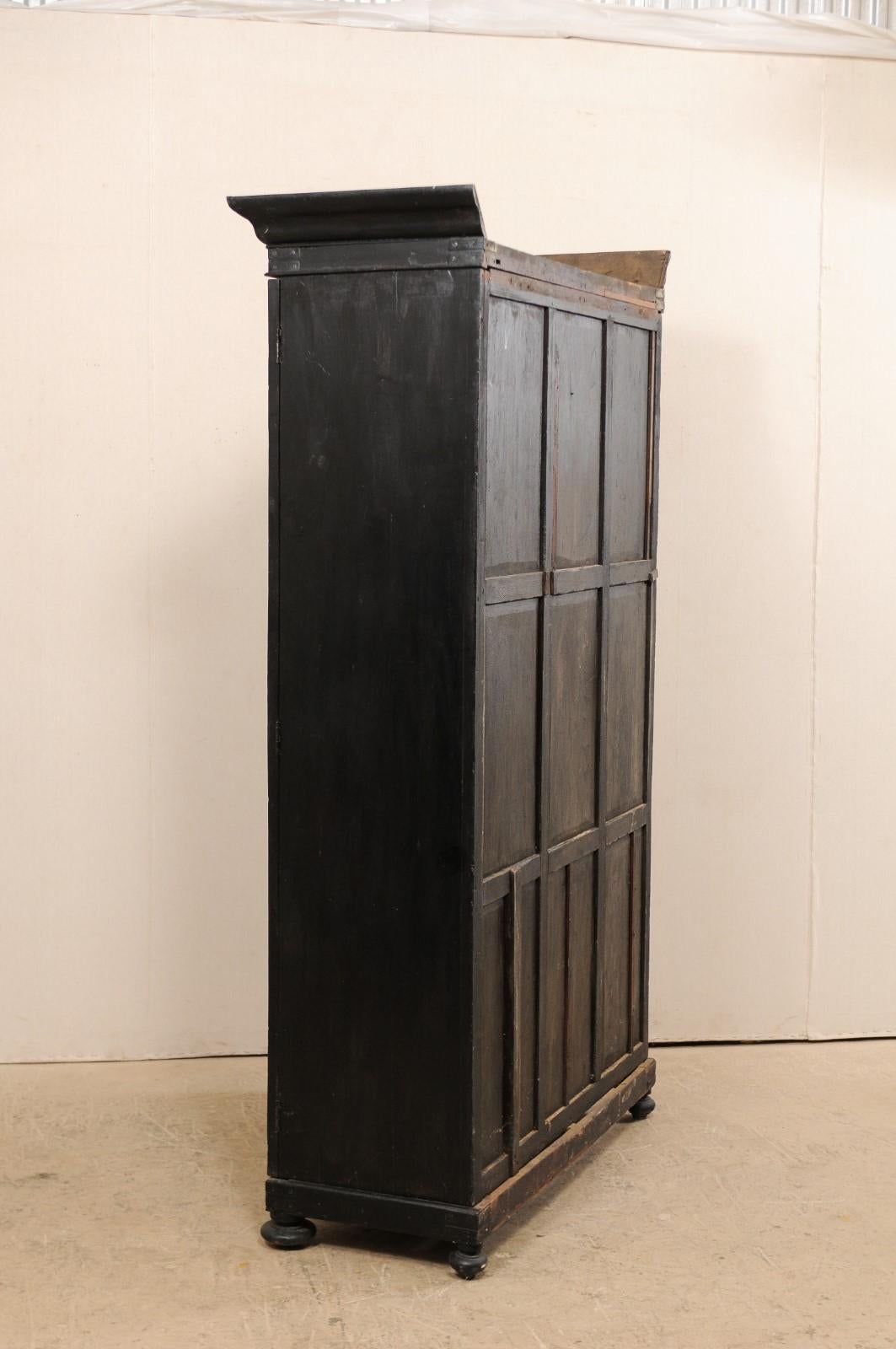 Mid-20th Century Black British Colonial Tall Display Cabinet 2
