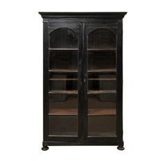 Mid-20th Century Black British Colonial Tall Display Cabinet