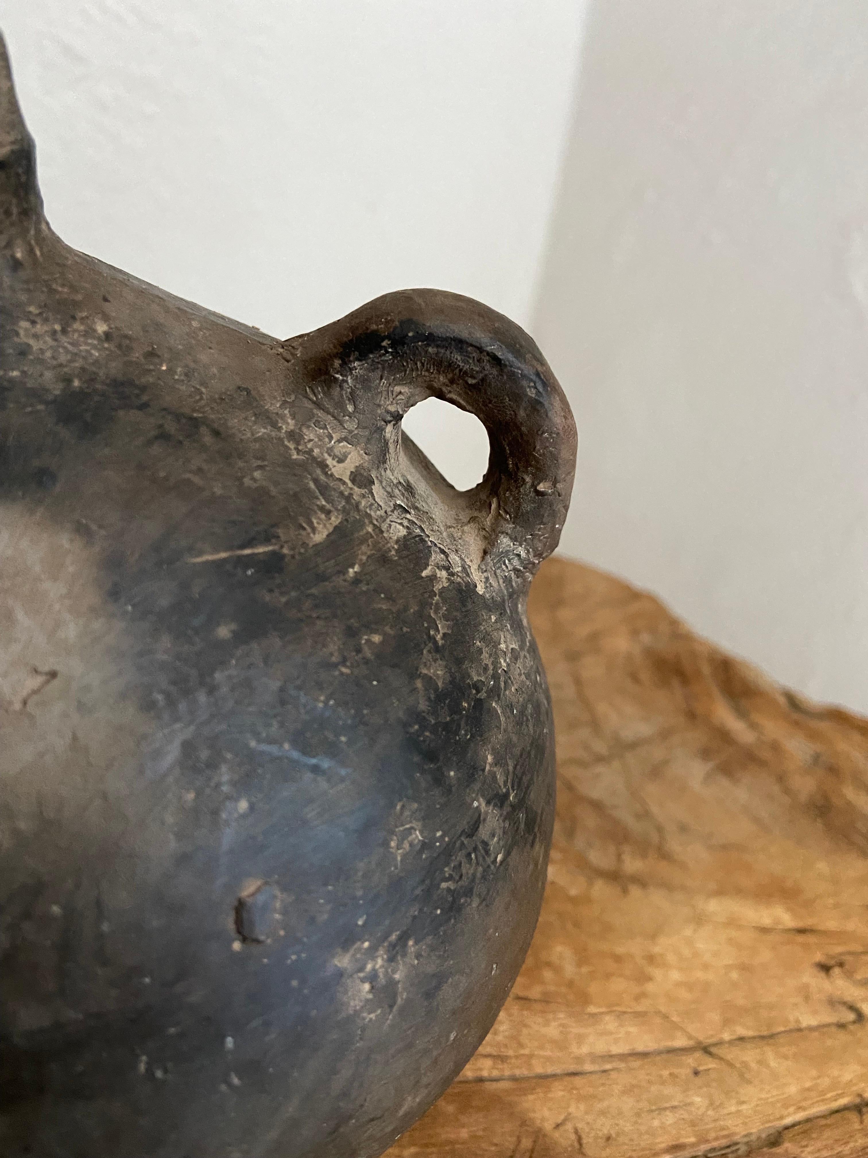 Ceramic Mid 20th Century Black Clay Mezcal Jug from Oaxaca, Mexico