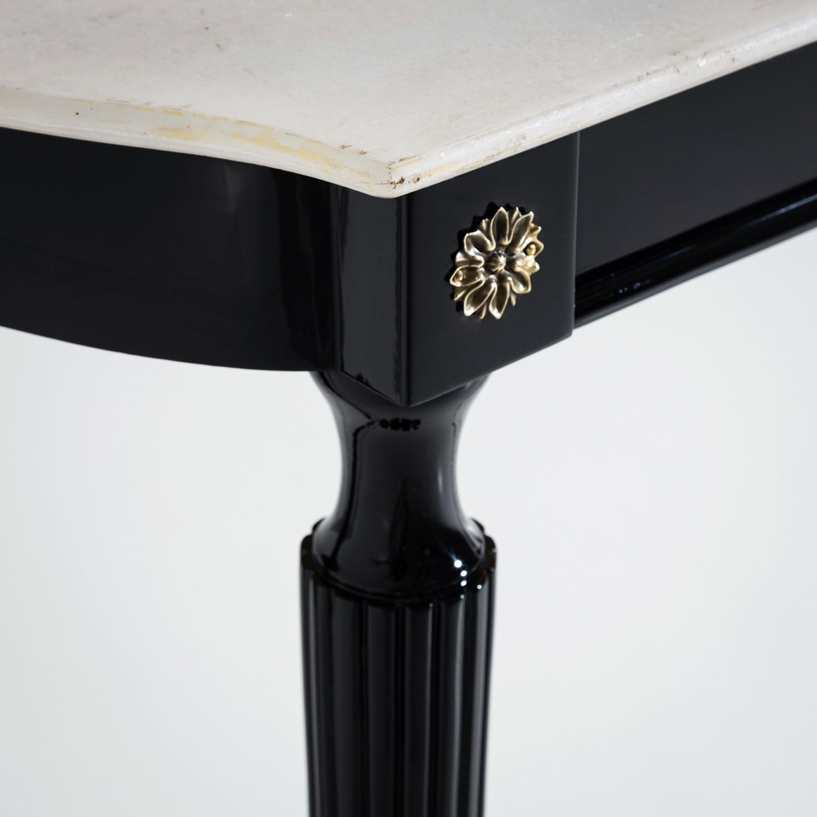 Mid-20th Century Black Console Table with White Stone Top, Italy For Sale 5