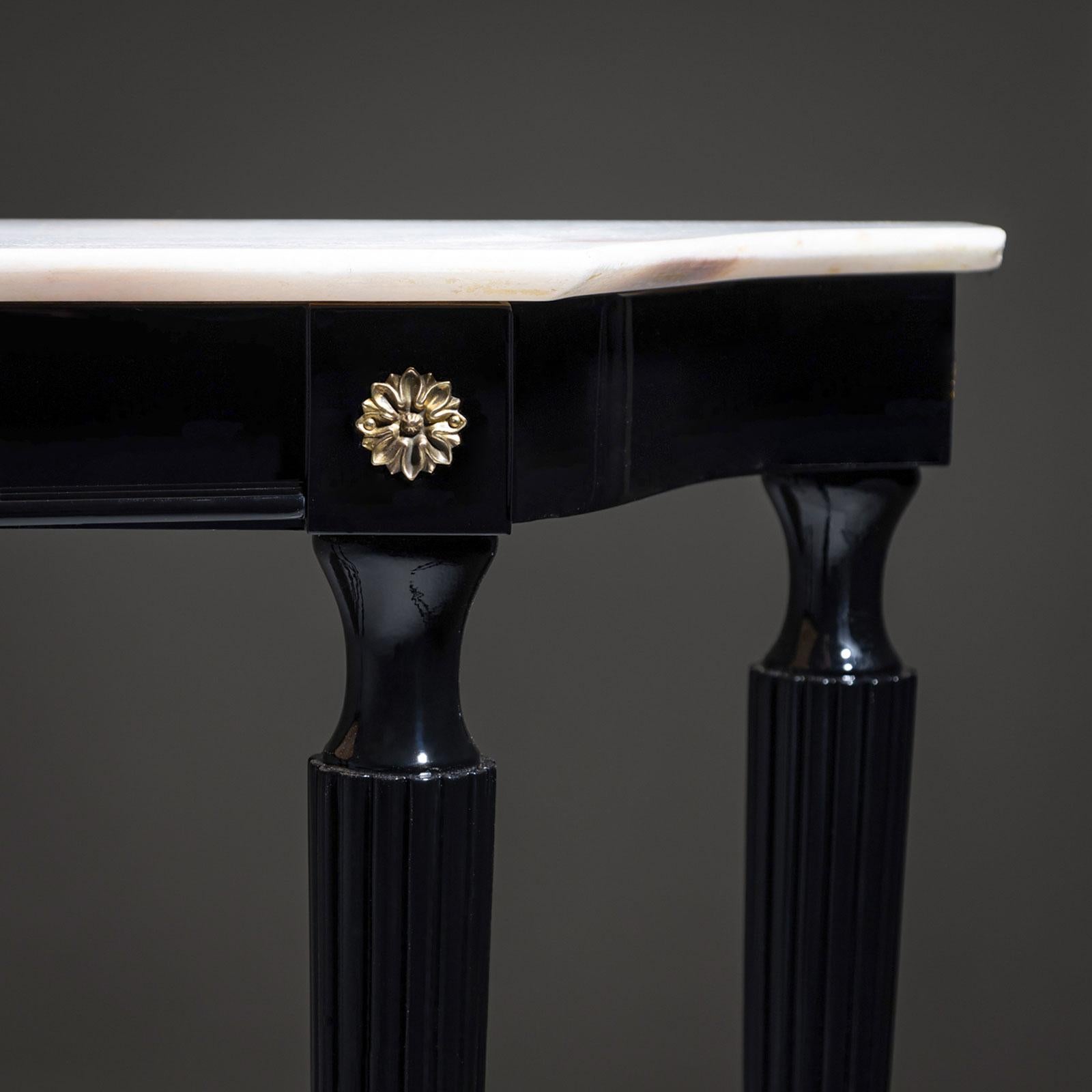 Mid-20th Century Black Console Table with White Stone Top, Italy For Sale 6