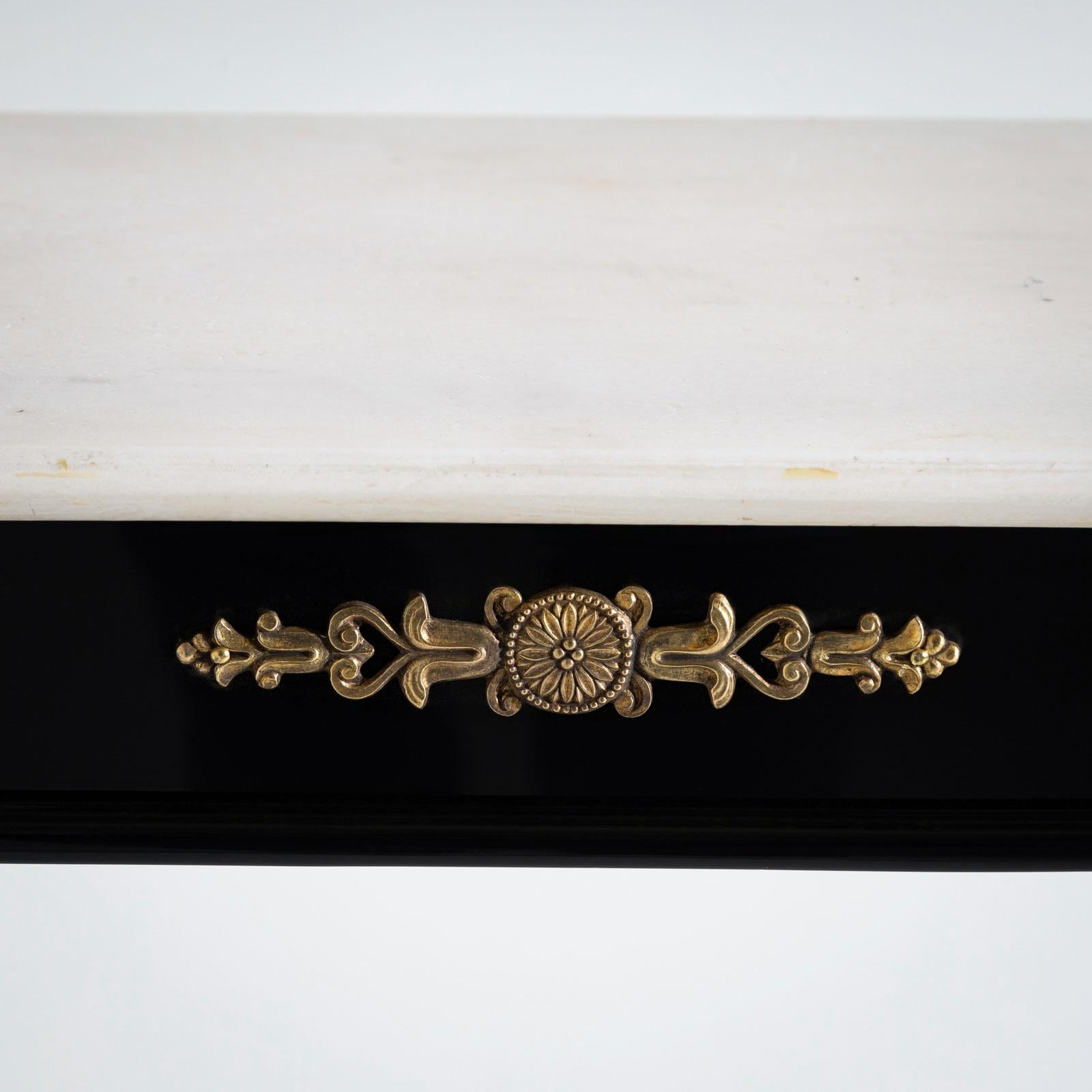 Mid-20th Century Black Console Table with White Stone Top, Italy For Sale 2