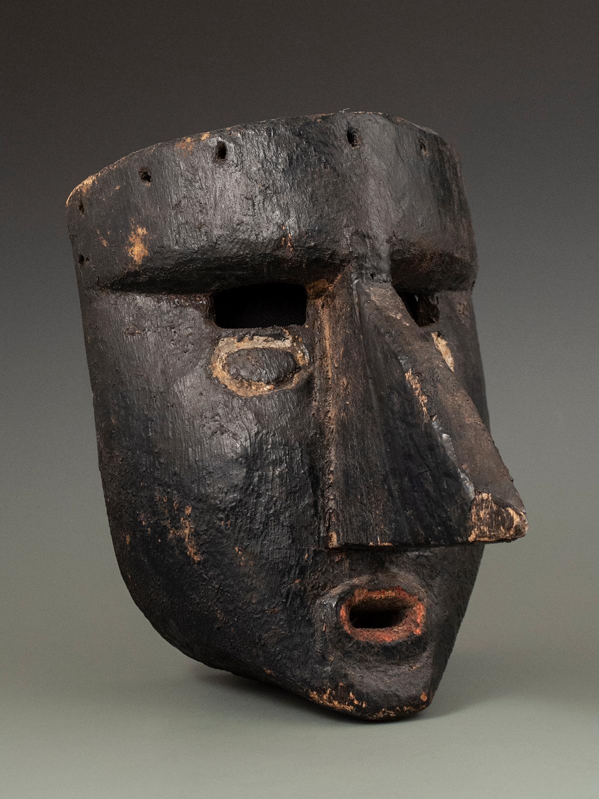 Tribal Mid-20th Century Black Dance Mask, Guerrero, Mexico For Sale