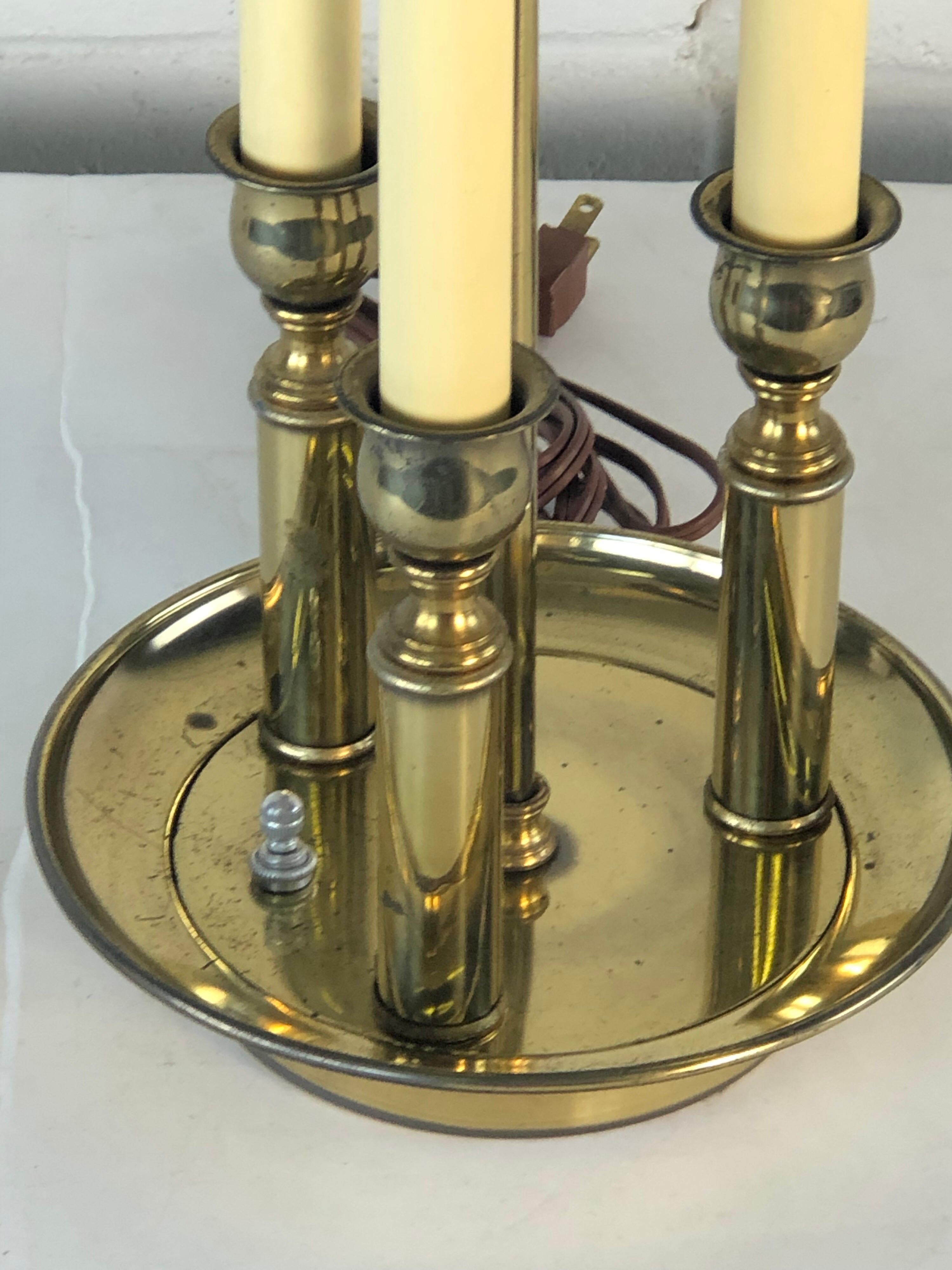 Mid-20th Century Black and Gold Metal Bouillotte Table Lamp In Good Condition In Amherst, NH