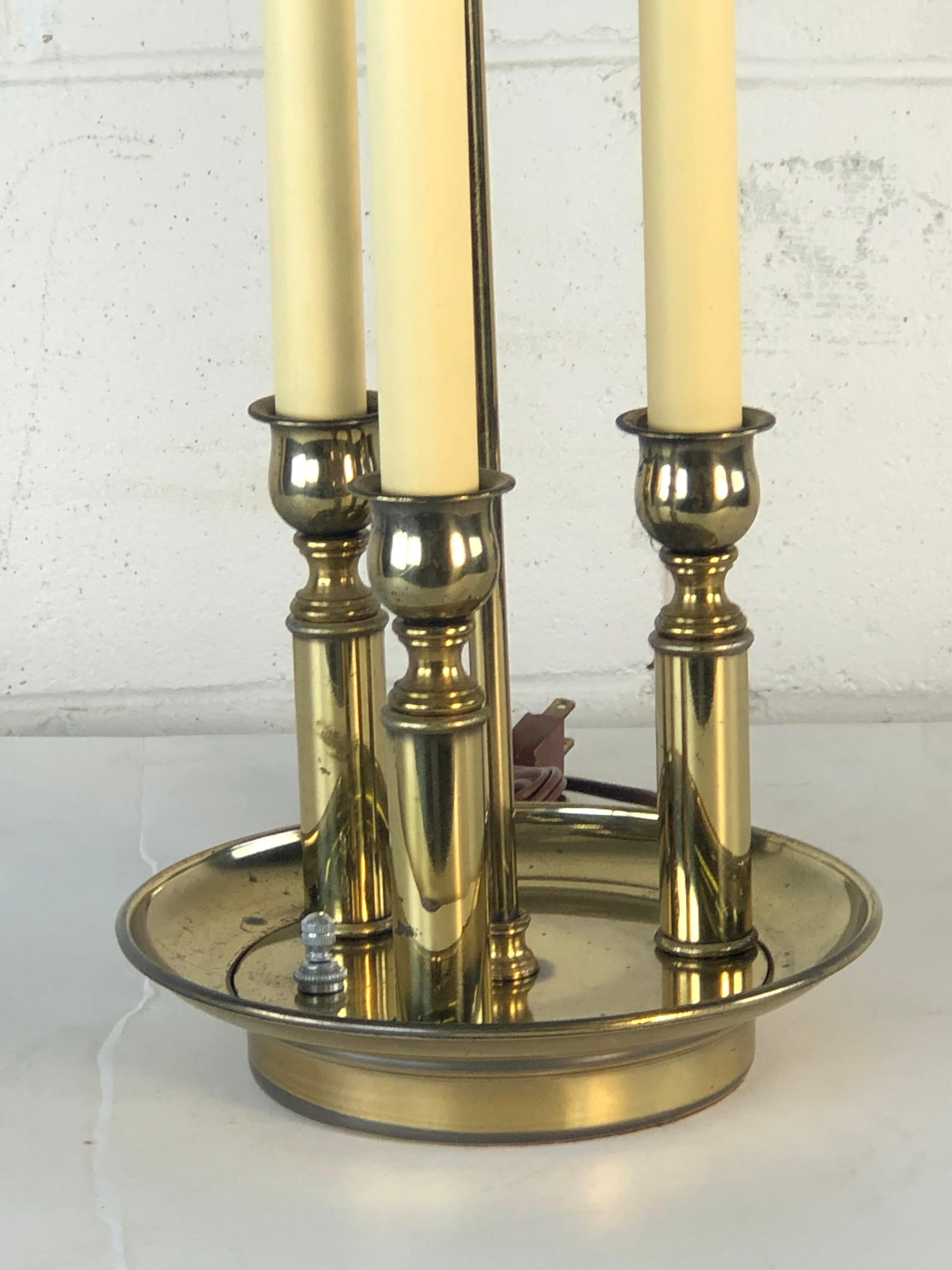 Mid-20th Century Black and Gold Metal Bouillotte Table Lamp 1