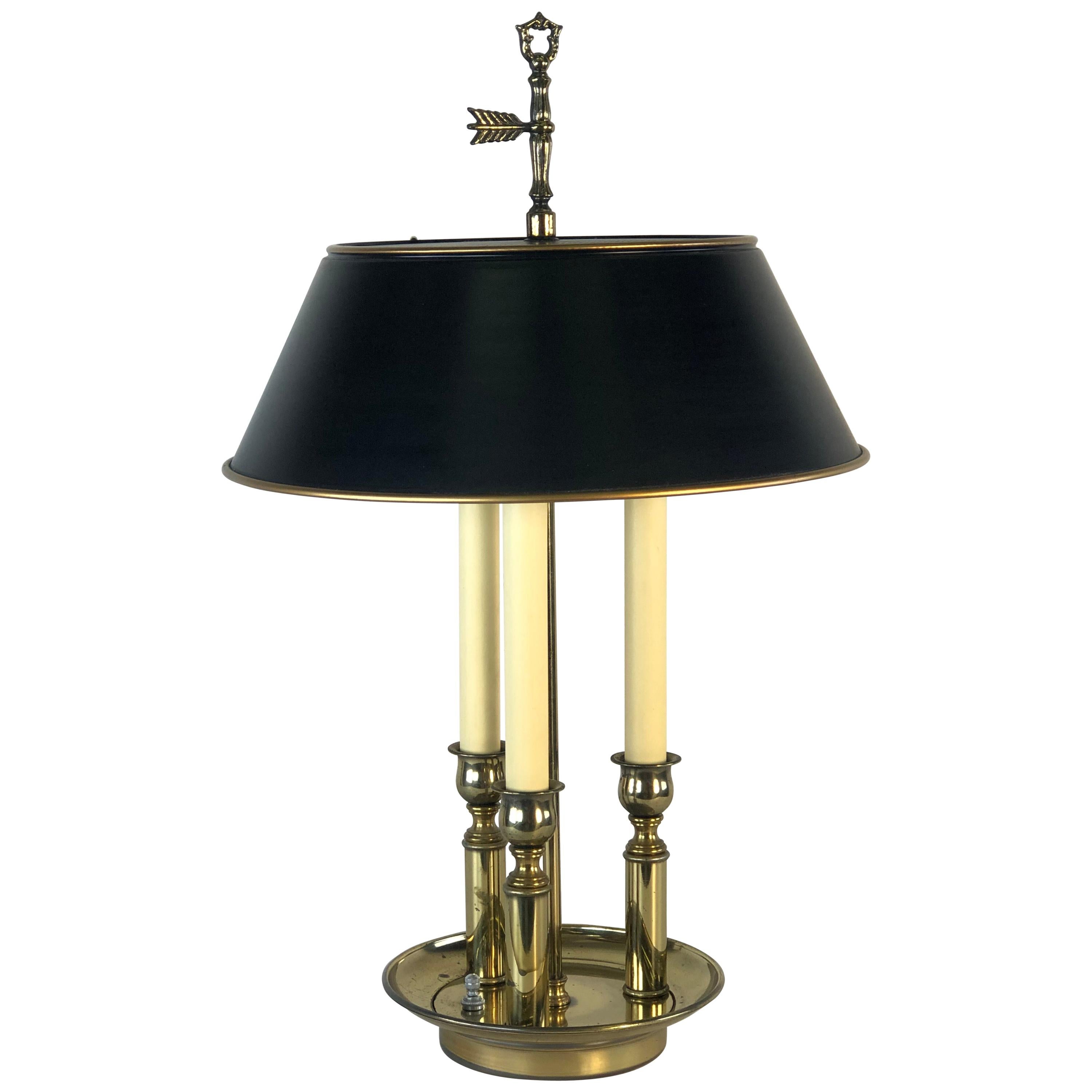 Mid-20th Century Black and Gold Metal Bouillotte Table Lamp