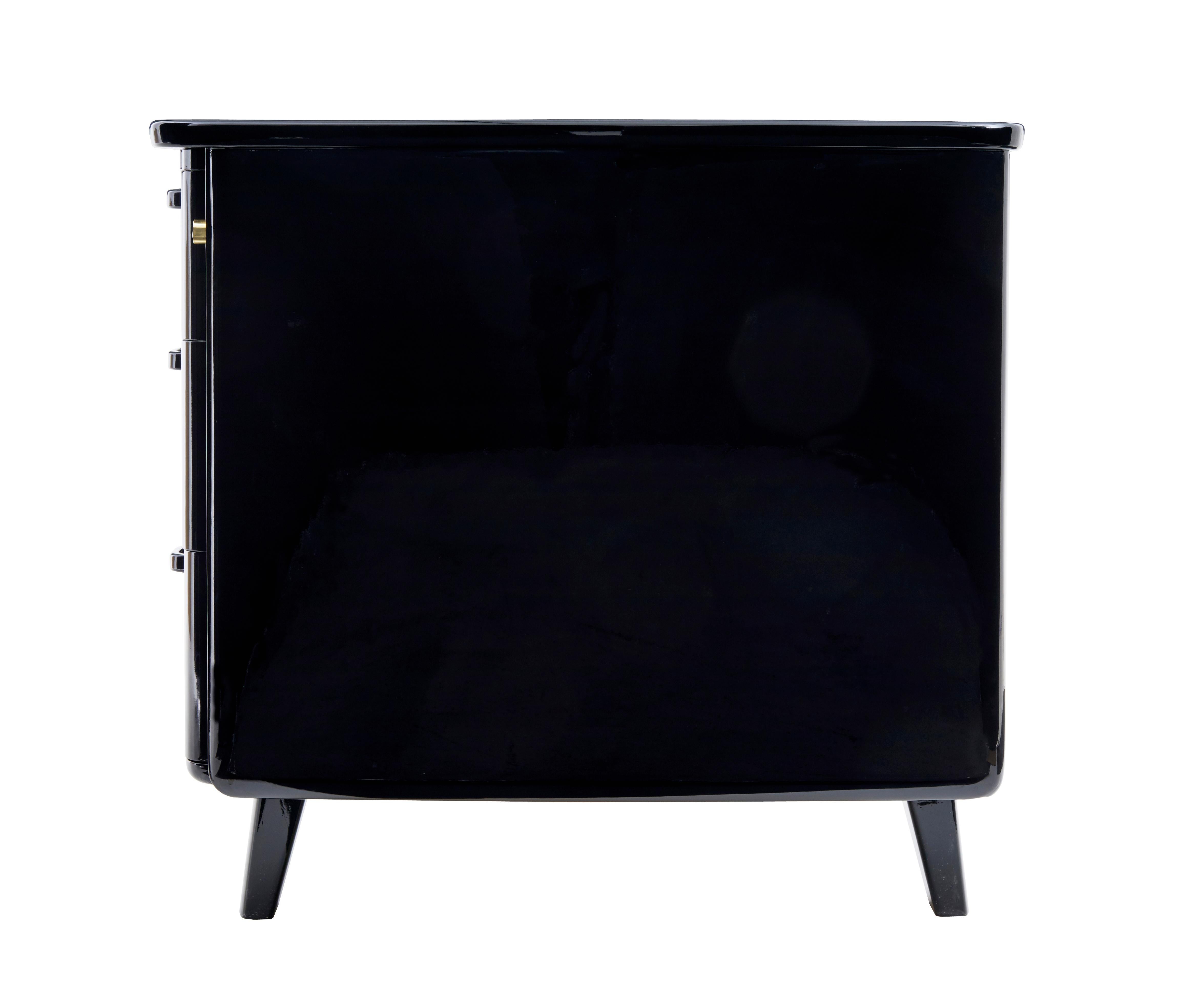 Mid-Century Modern Mid 20th Century Black Lacquered Desk by Atvidabergs