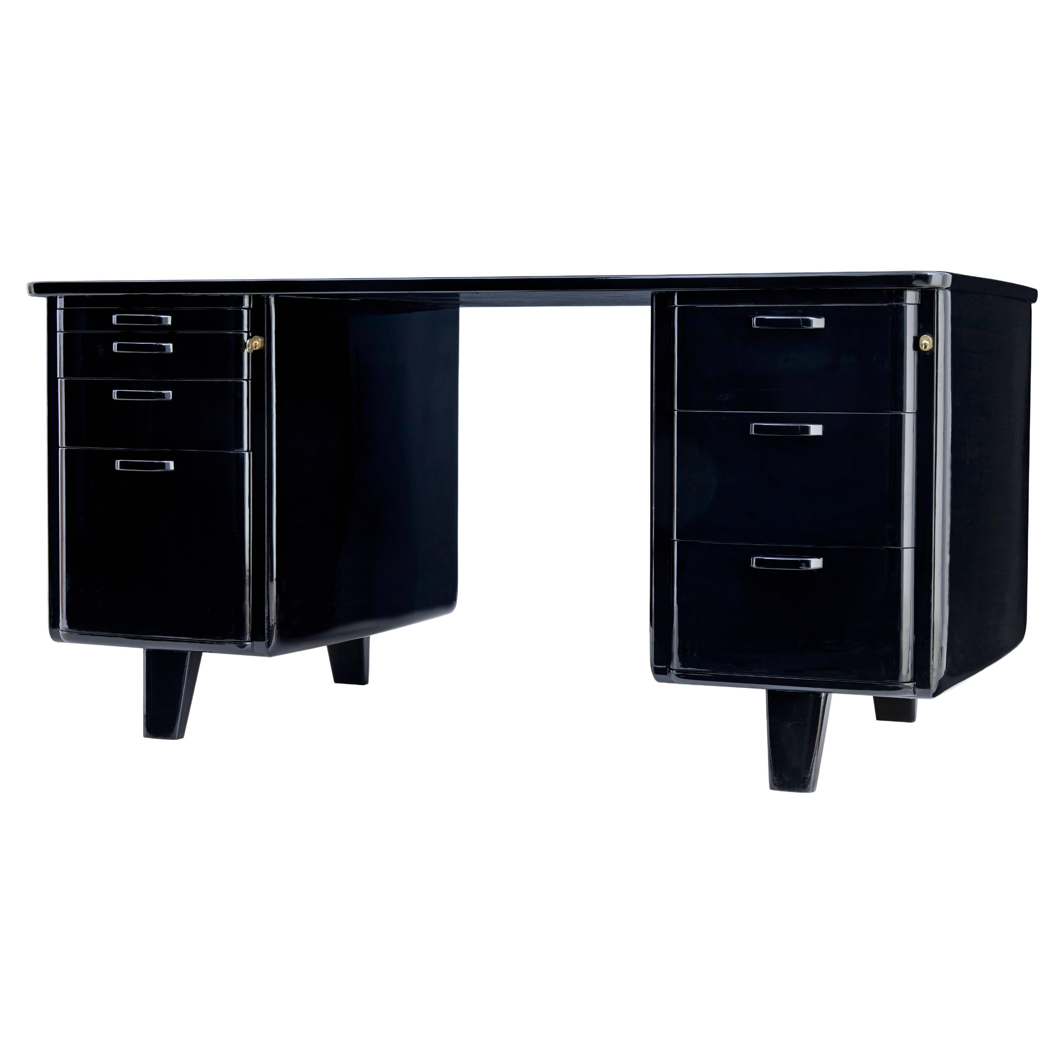 Mid 20th Century Black Lacquered Desk by Atvidabergs
