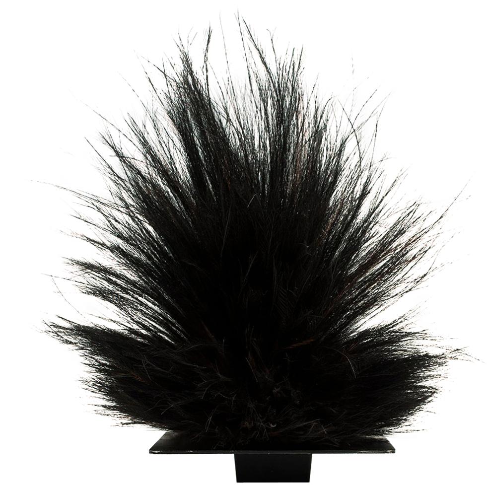 Mid-20th Century Black Tribal Cassowary Feather Headdress, Papua New Guinea