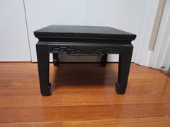 Mid-20th Century Black Wood Foot Rest or Low Side Table with Turned Ming Feet