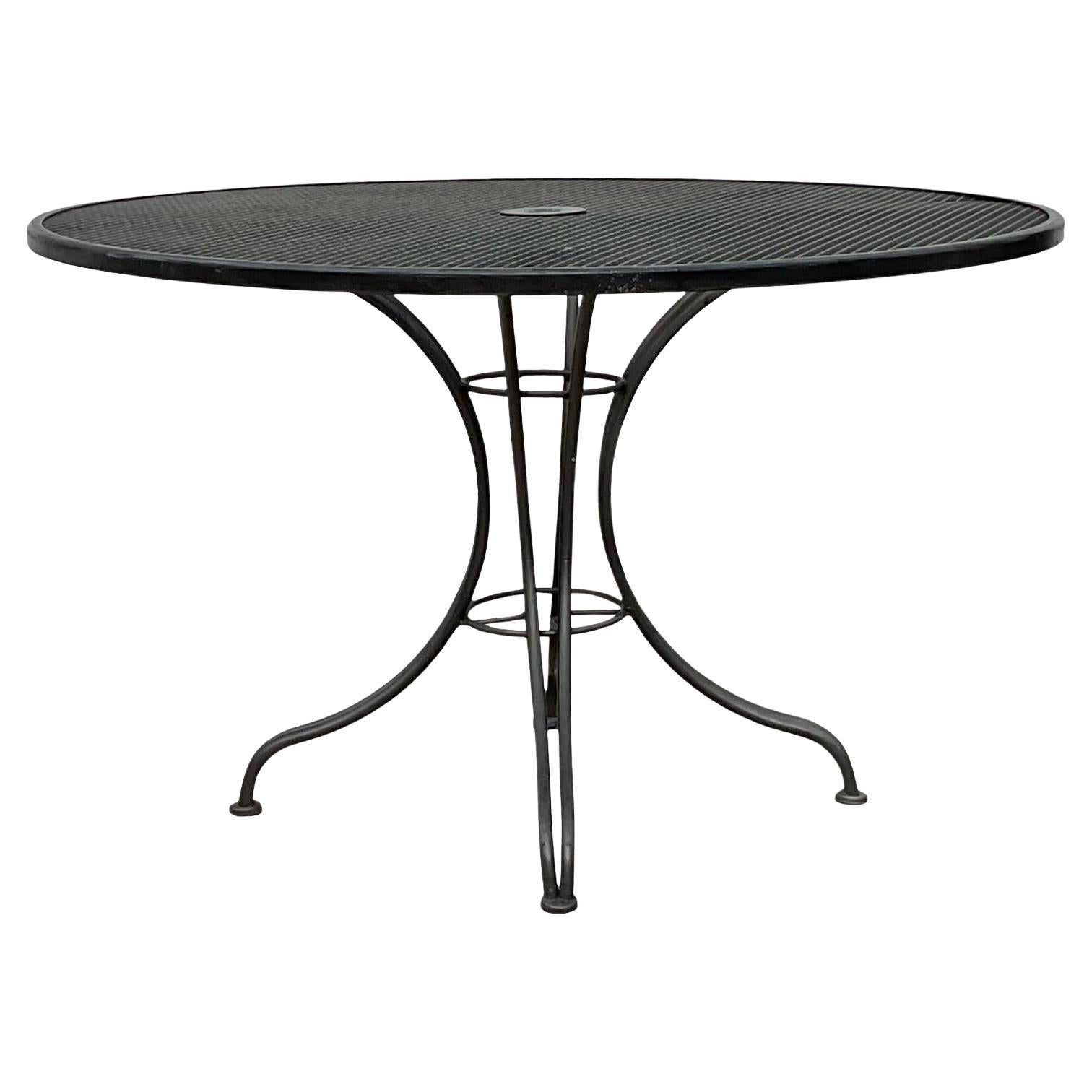 Mid 20th Century Black Wrought Iron Dining Table After Russell Woodard