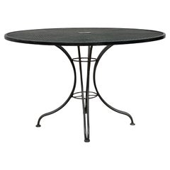 Mid 20th Century Black Wrought Iron Dining Table After Russell Woodard